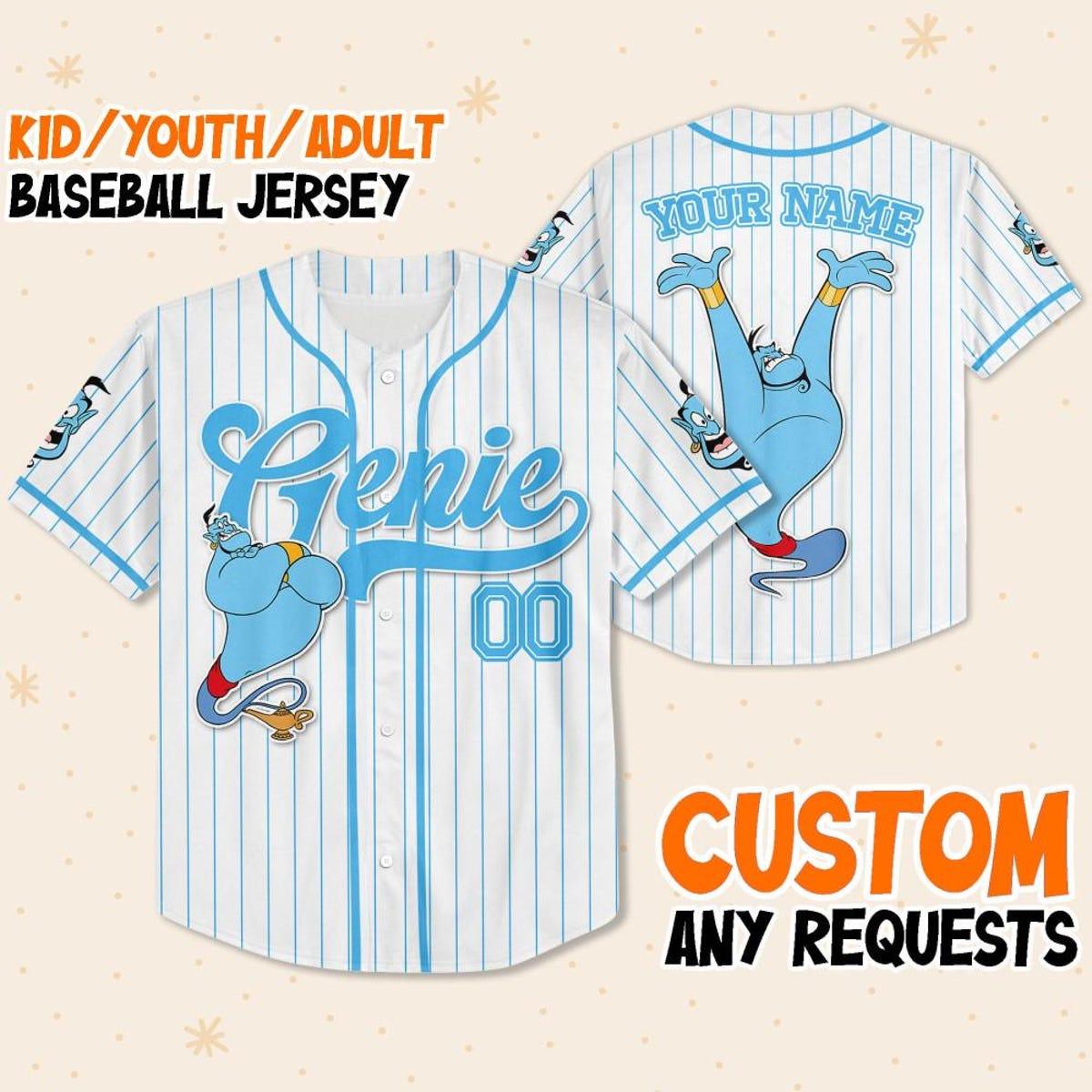 Custom Disney Aladdin Genie Disney Baseball Jersey 1