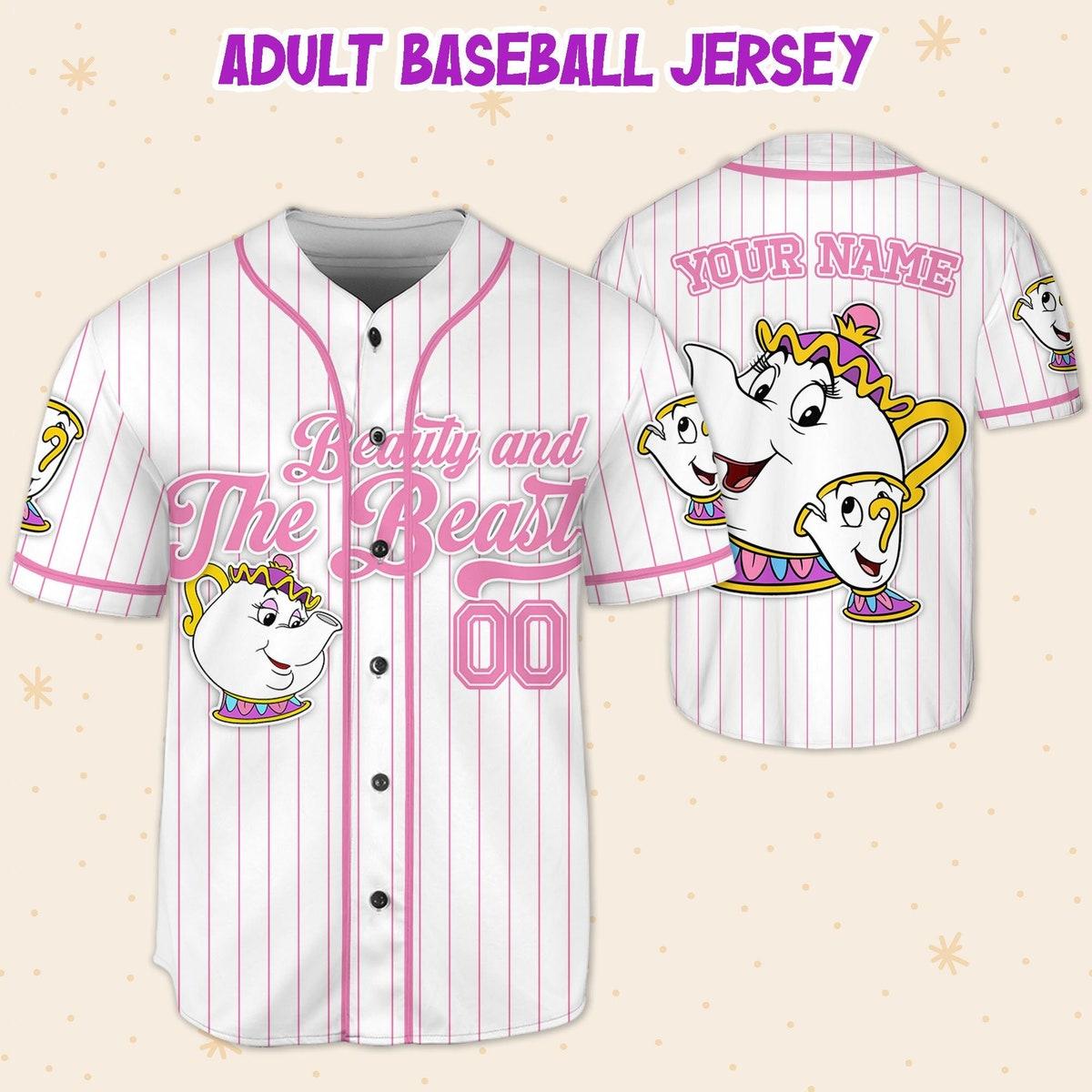 Custom Disney Beauty And The Beast Mrs Potts And Chip Simple Stripe Baseball Jersey 5