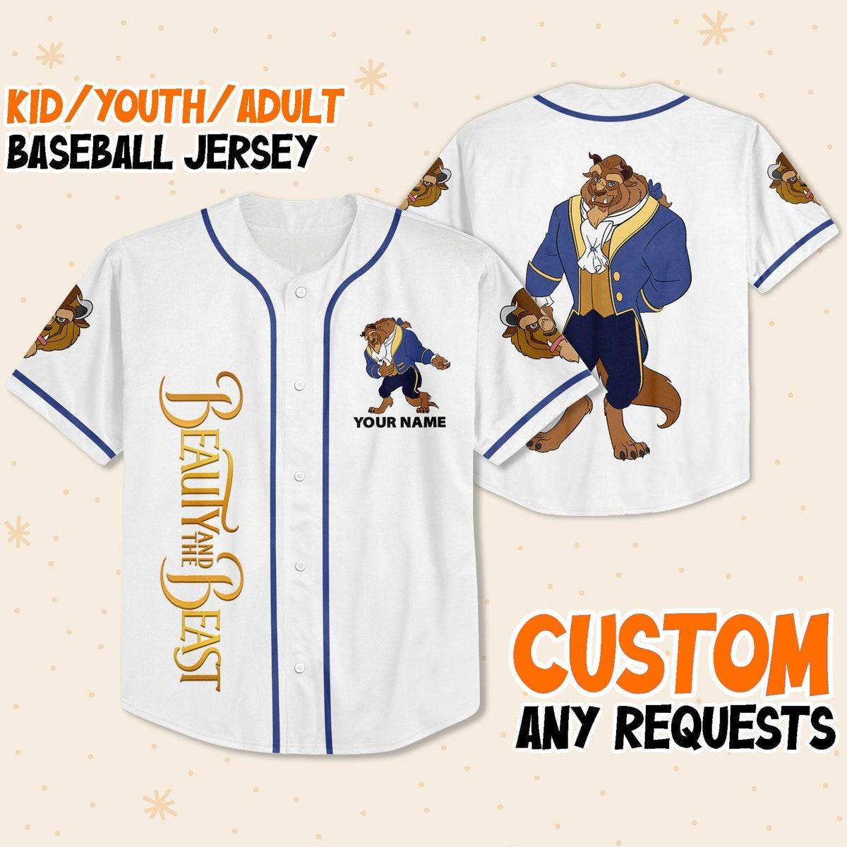 Custom Disney Beauty And The Beast Prince Simple White Baseball Jersey 1