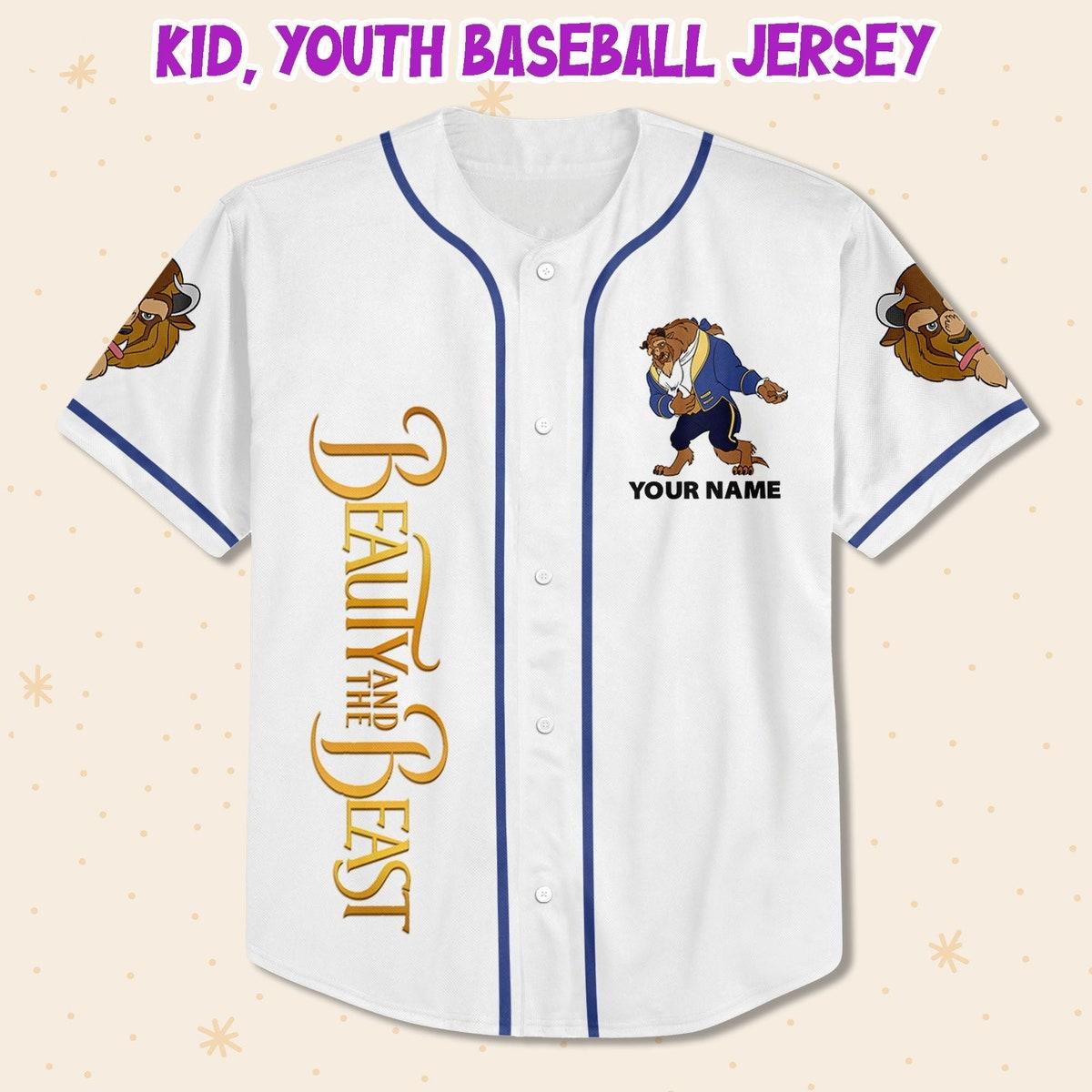 Custom Disney Beauty And The Beast Prince Simple White Baseball Jersey 2