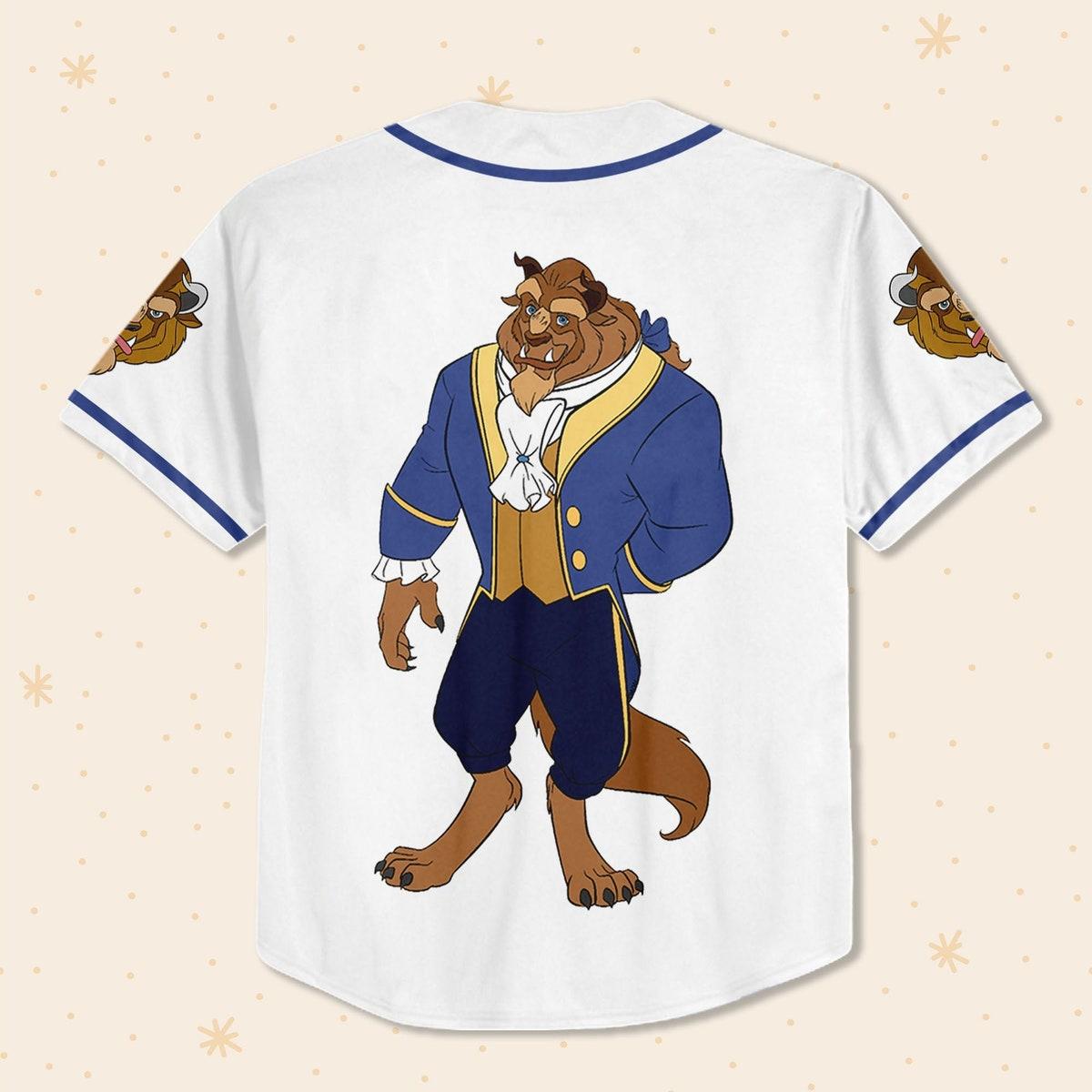 Custom Disney Beauty And The Beast Prince Simple White Baseball Jersey 3