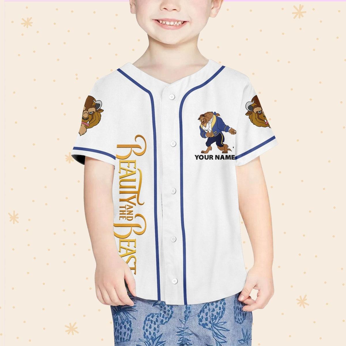 Custom Disney Beauty And The Beast Prince Simple White Baseball Jersey 4