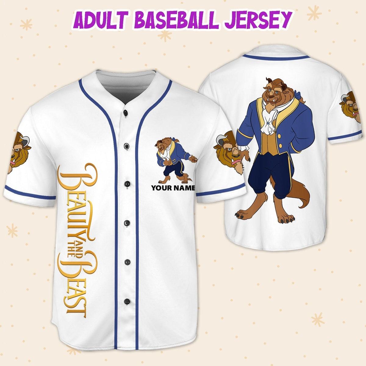 Custom Disney Beauty And The Beast Prince Simple White Baseball Jersey 5