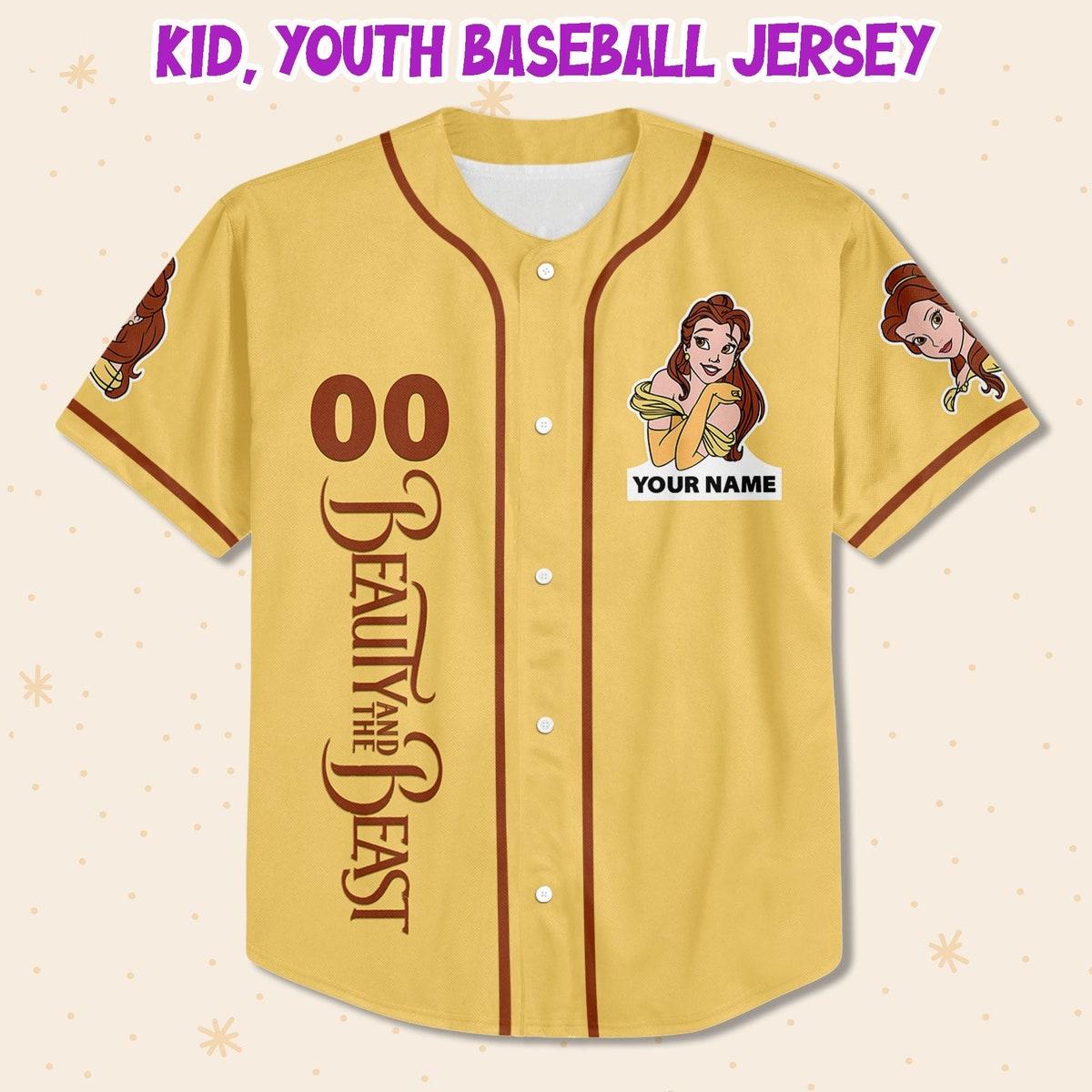 Custom Disney Beauty And The Beast Prince Simple Yellow Baseball Jersey 2