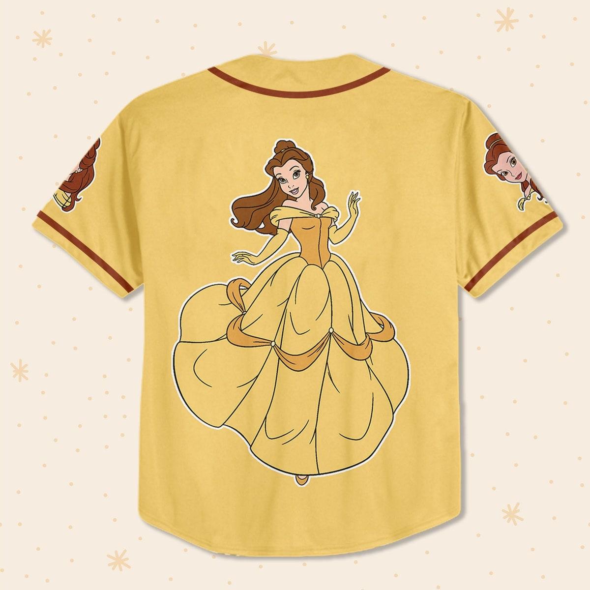 Custom Disney Beauty And The Beast Prince Simple Yellow Baseball Jersey 3