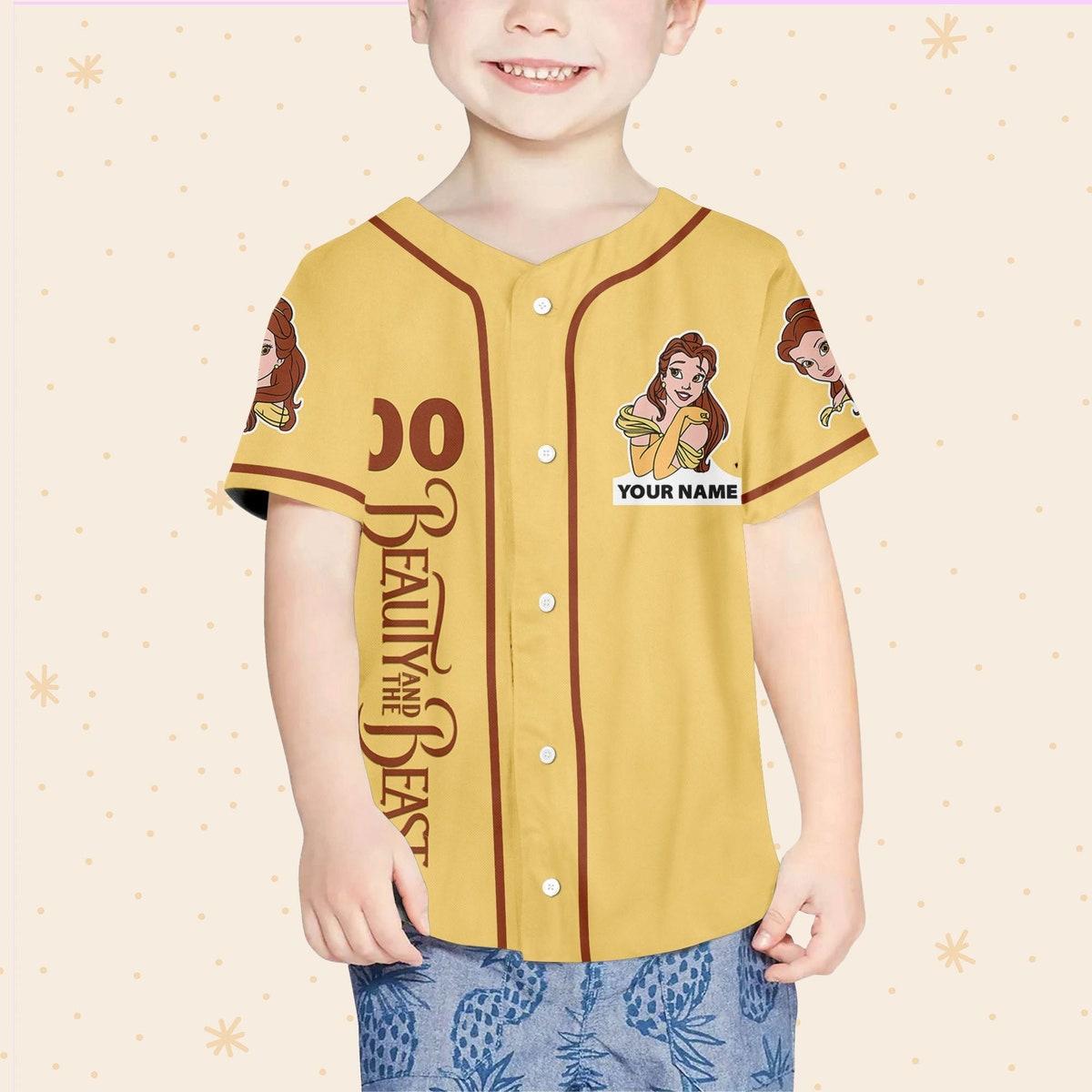 Custom Disney Beauty And The Beast Prince Simple Yellow Baseball Jersey 4