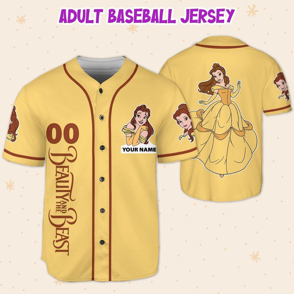 Custom Disney Beauty And The Beast Prince Simple Yellow Baseball Jersey 5