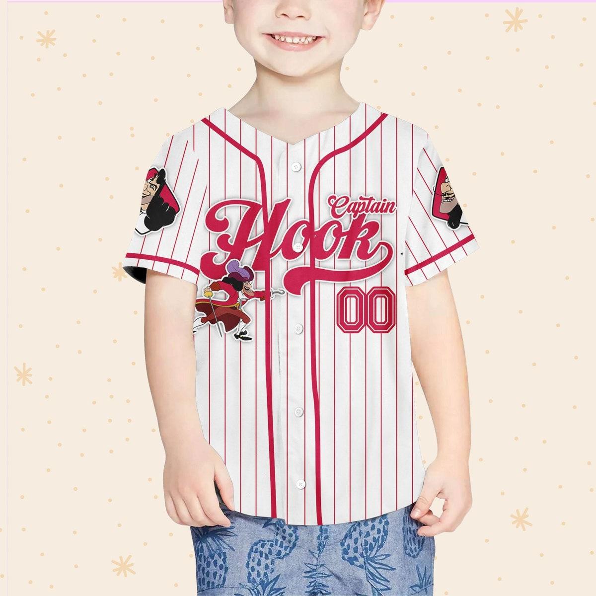 Custom Disney Captain Hook Simple Stripe Baseball Jersey 4