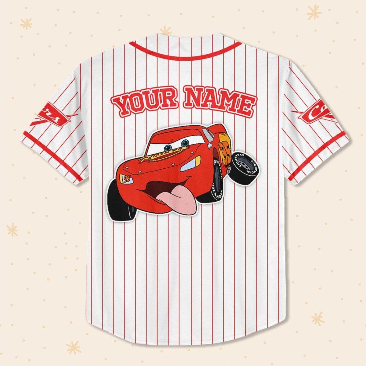 Custom Disney Cars Lightning Mcqueen Baseball Jersey 3