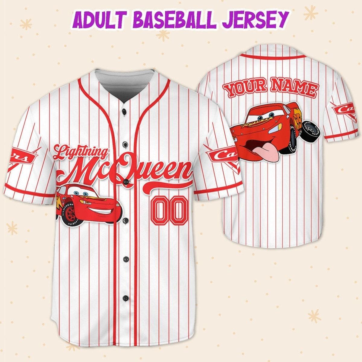 Custom Disney Cars Lightning Mcqueen Baseball Jersey 5