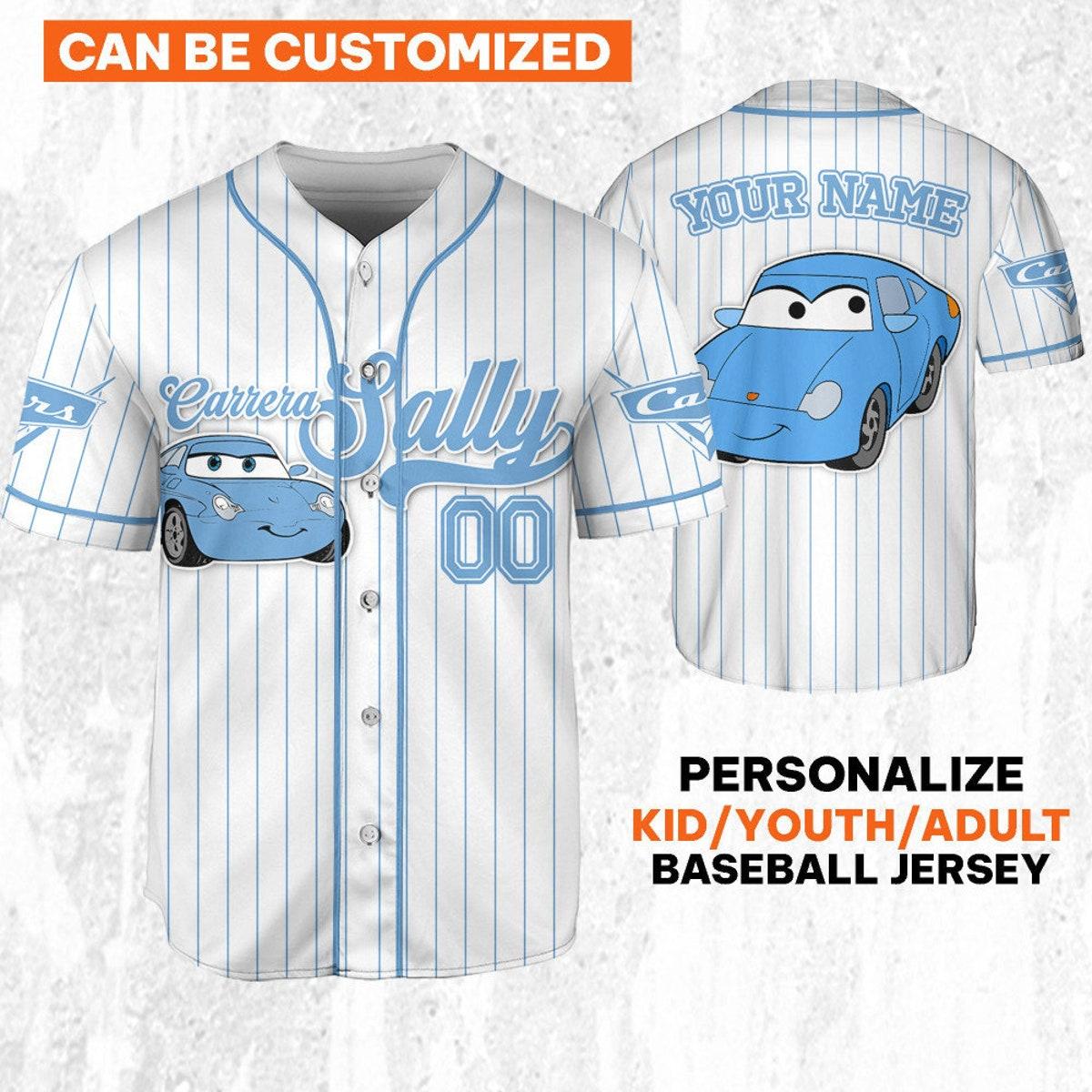 Custom Disney Cars Sally Carrera Baseball Jersey 1