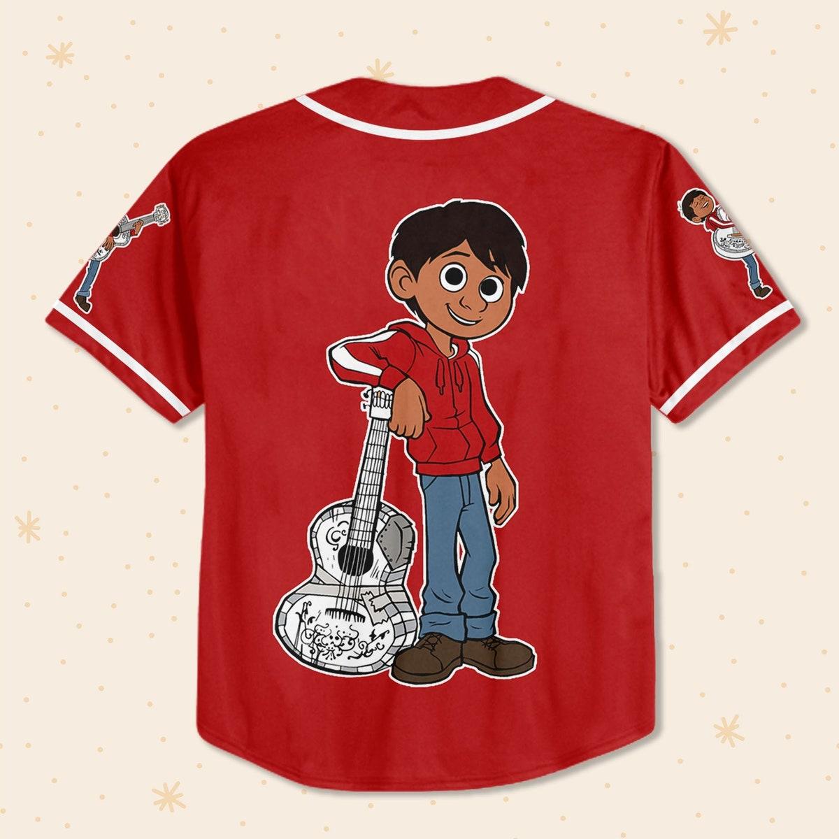 Custom Disney Coco Red Personalized Name Disney Baseball Jersey 3