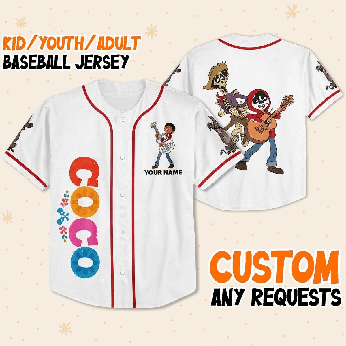 Custom Disney Coco Simple Personalized Name Disney Baseball Jersey 1