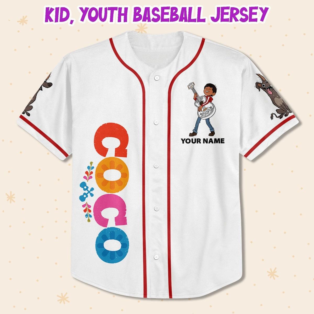 Custom Disney Coco Simple Personalized Name Disney Baseball Jersey 2