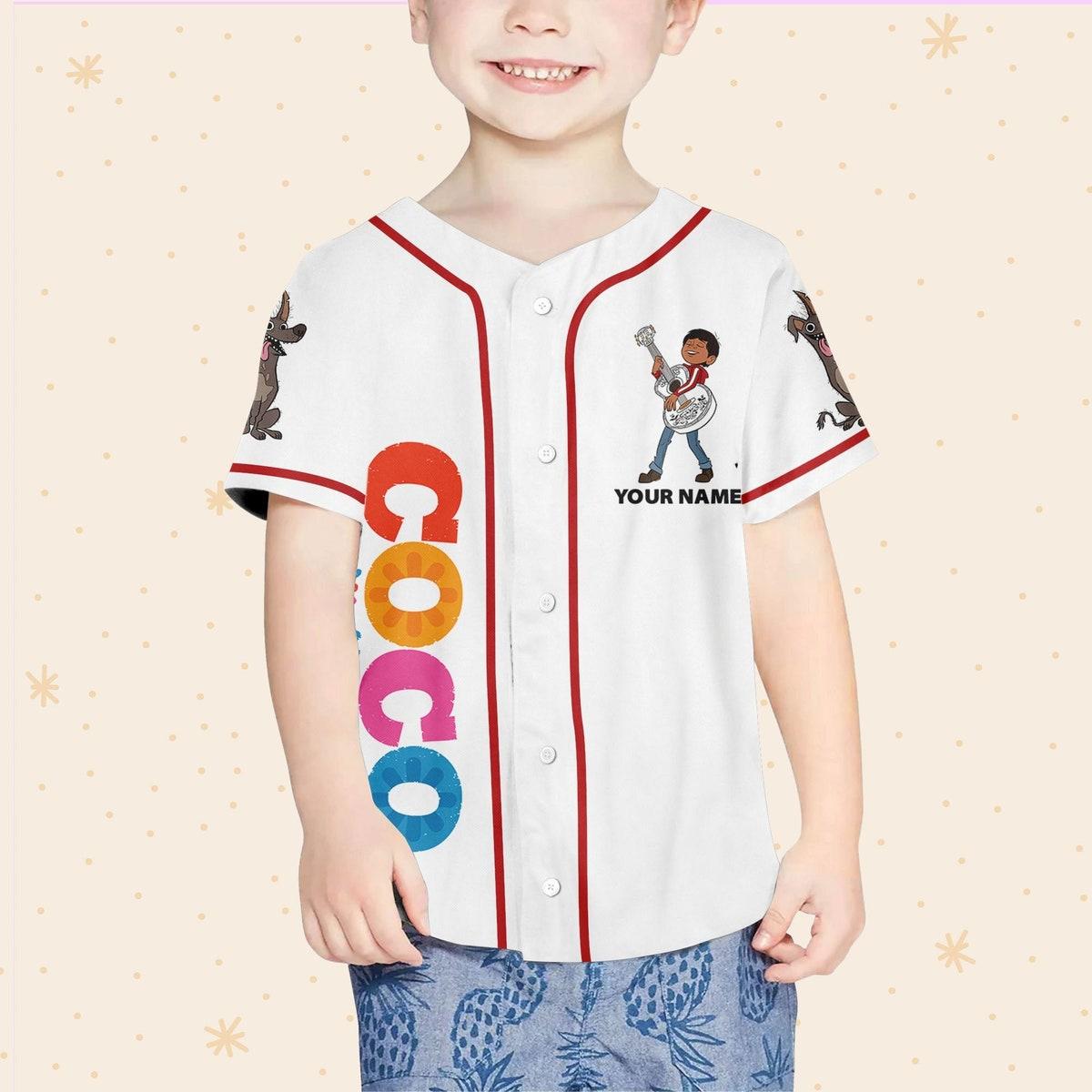 Custom Disney Coco Simple Personalized Name Disney Baseball Jersey 4