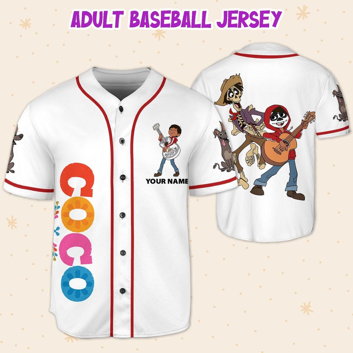 Custom Disney Coco Simple Personalized Name Disney Baseball Jersey 5