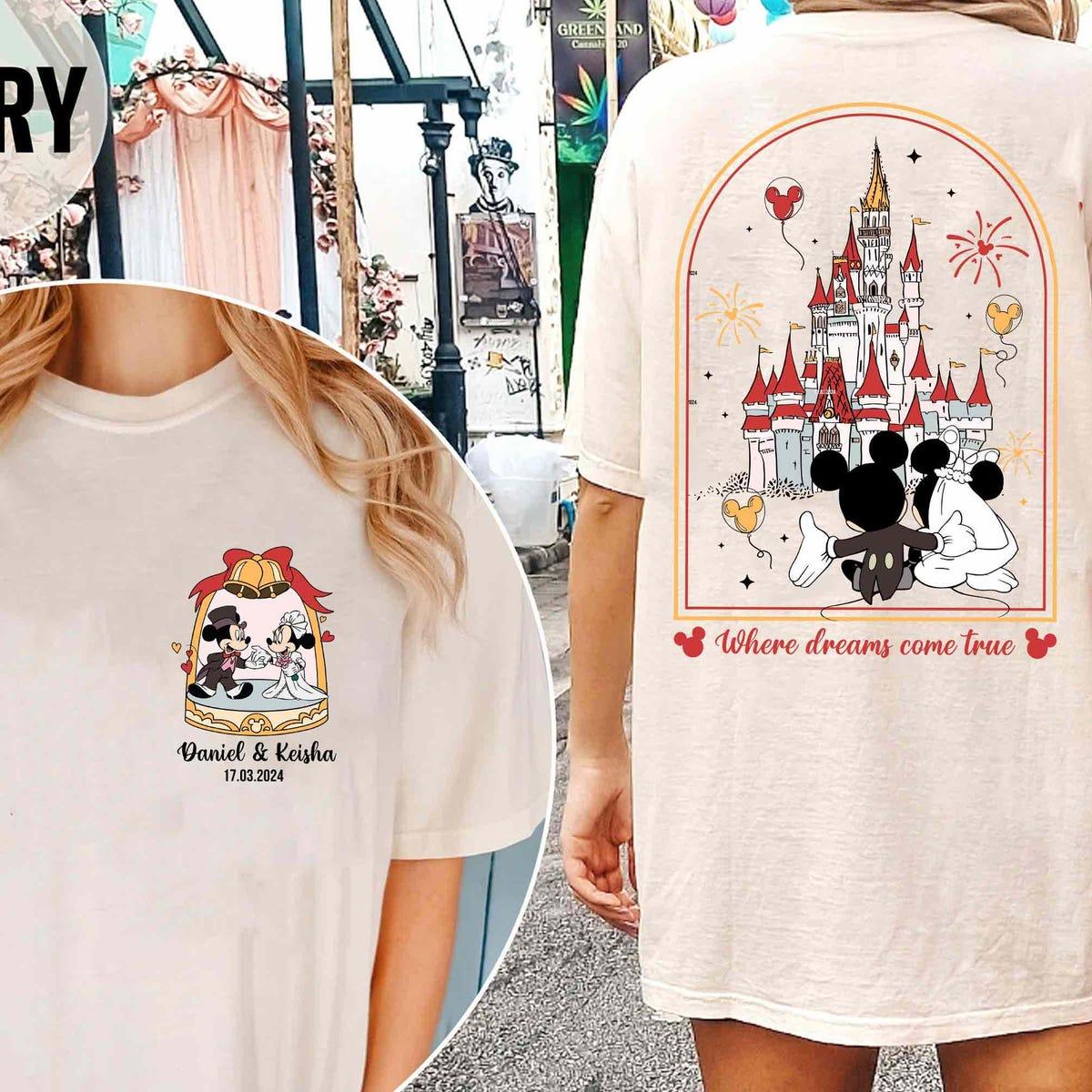 Custom Disney Couple Mickey Minnie Groom Bride Personalized Wedding Shirt 1