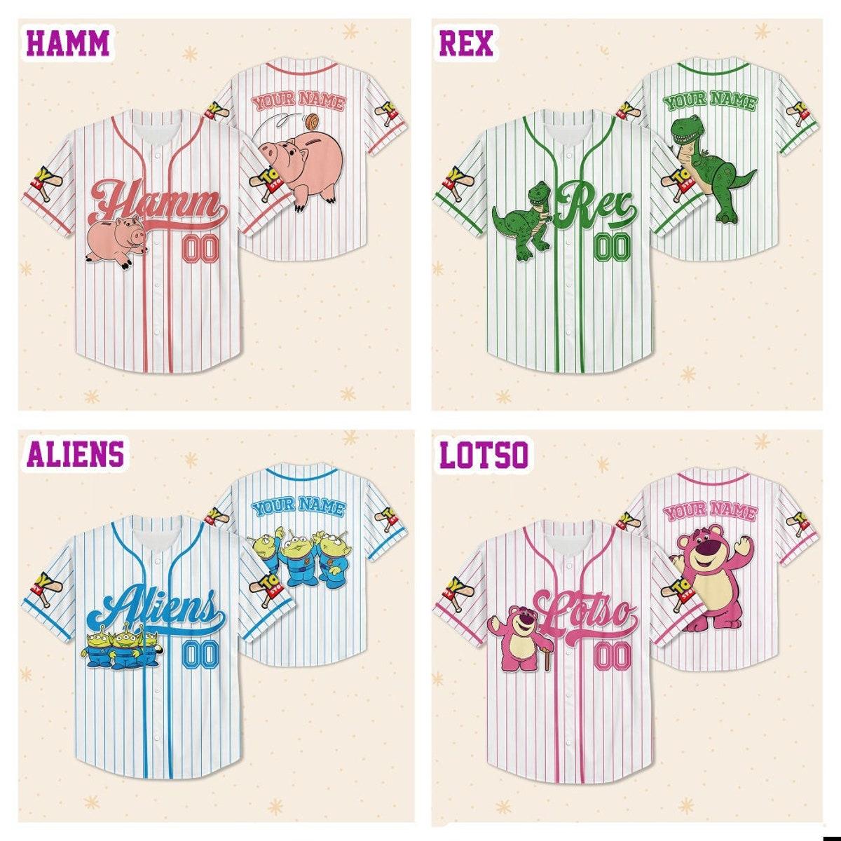 Custom Disney Famous Characters Collection Baseball Jersey 3