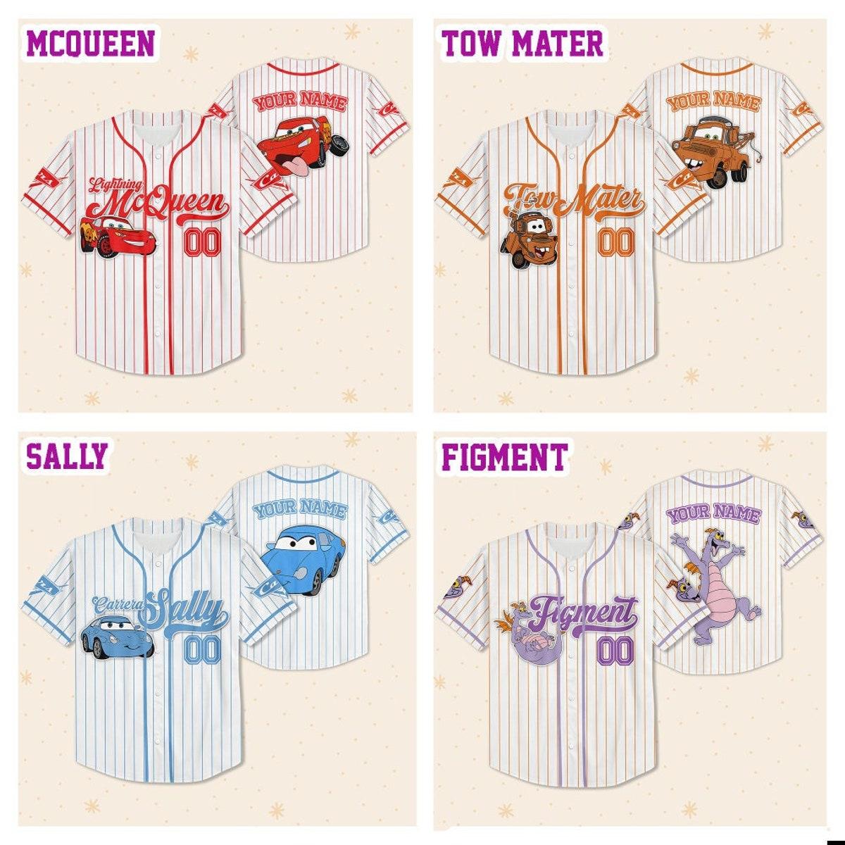 Custom Disney Famous Characters Collection Baseball Jersey 4