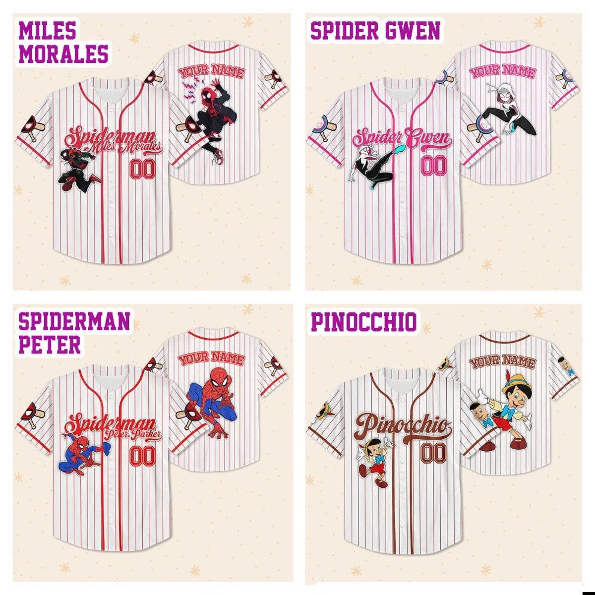 Custom Disney Famous Characters Collection Baseball Jersey 6