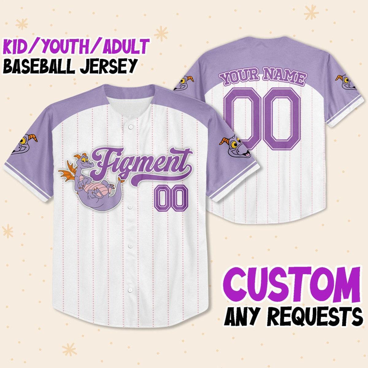 Custom Disney Figment Little Spark Happy Baseball Jersey 1