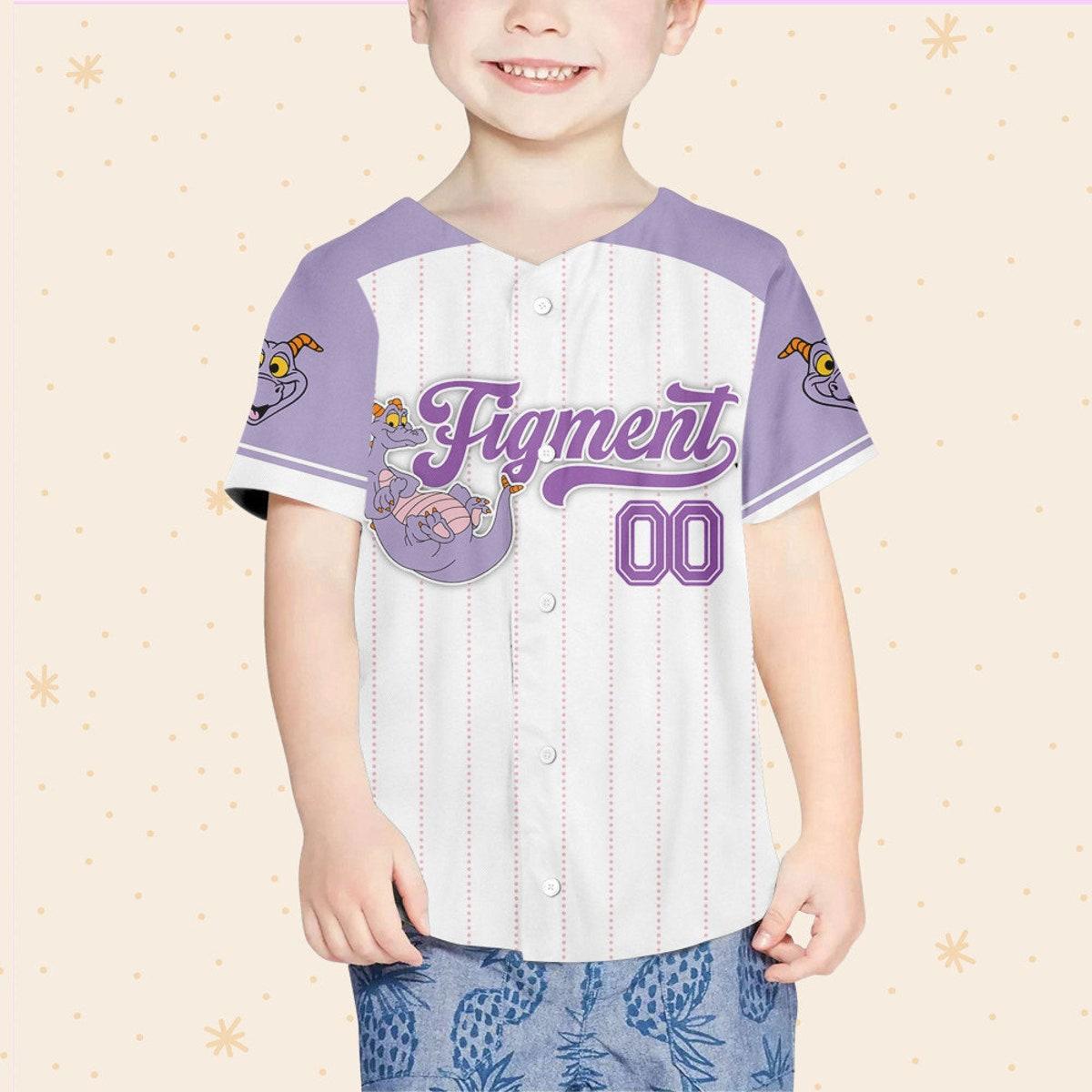 Custom Disney Figment Little Spark Happy Baseball Jersey 4