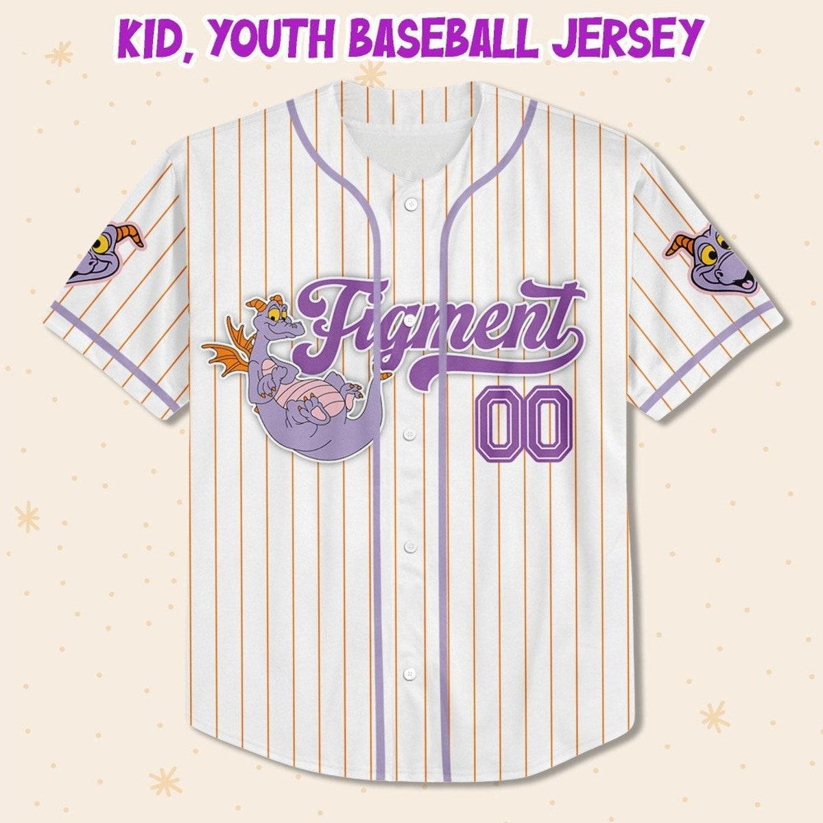 Custom Disney Figment Little Spark Simple Stripe Baseball Jersey 2