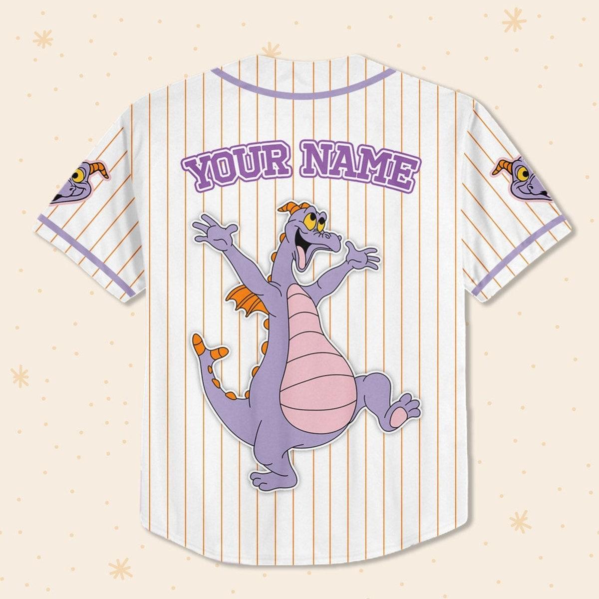 Custom Disney Figment Little Spark Simple Stripe Baseball Jersey 3