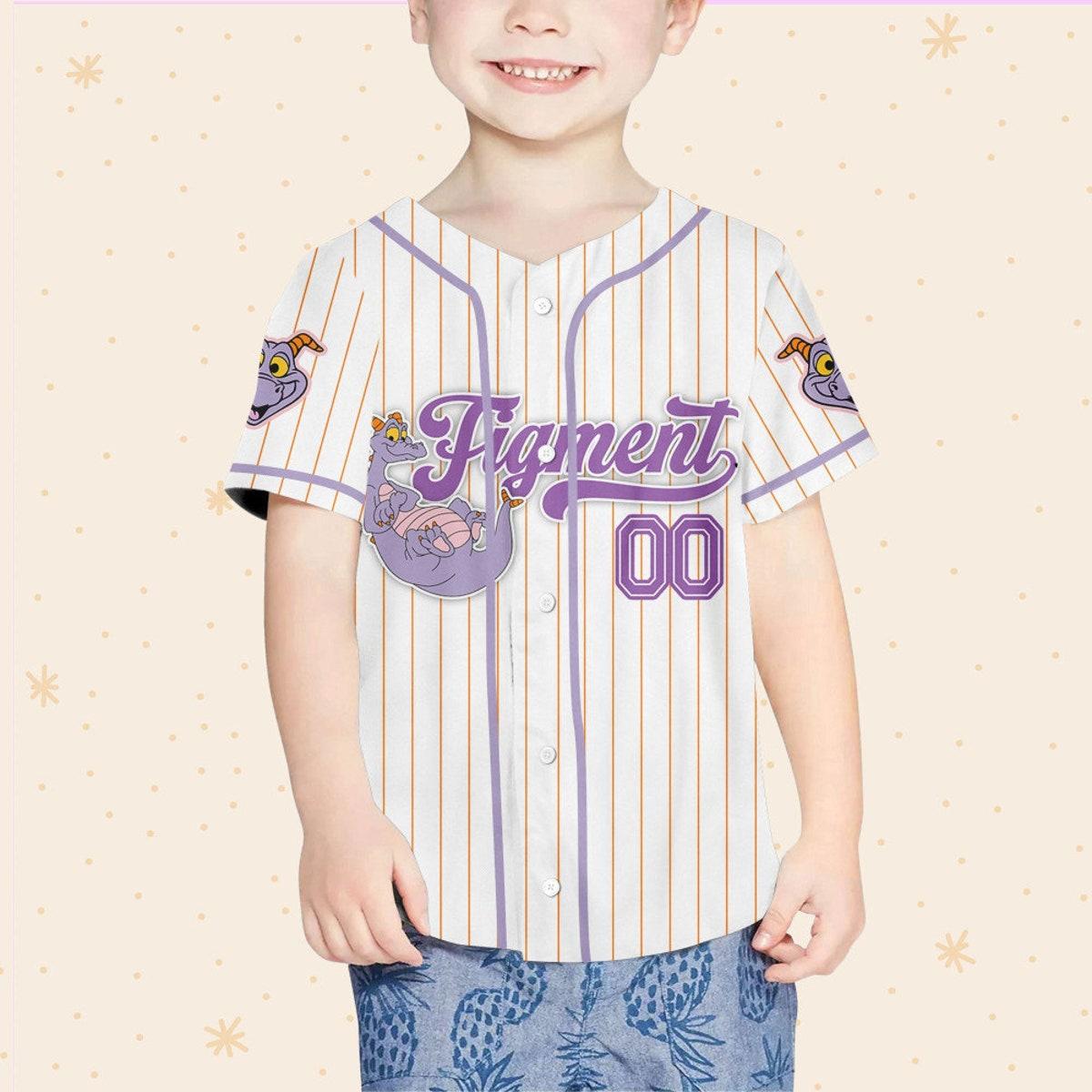 Custom Disney Figment Little Spark Simple Stripe Baseball Jersey 4