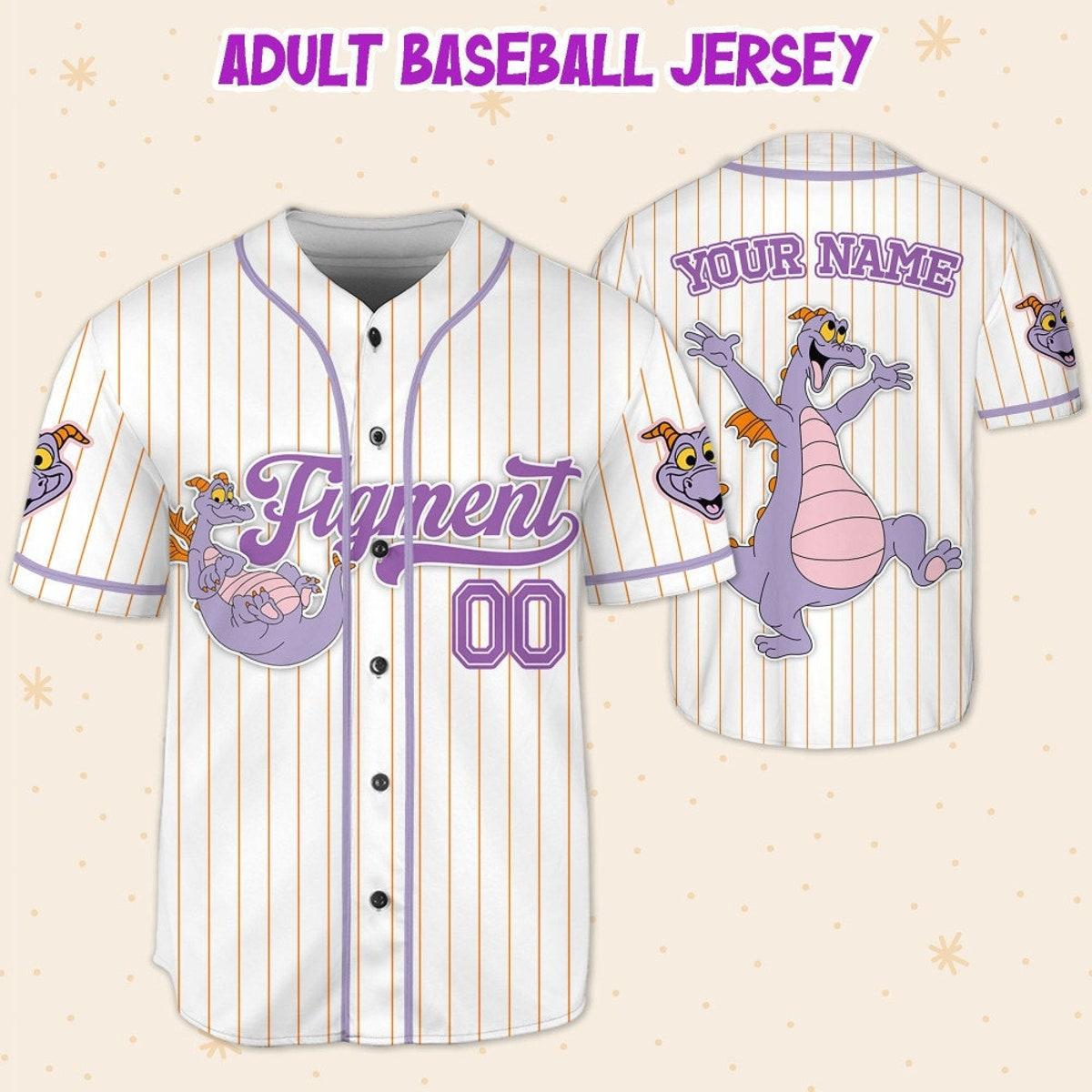 Custom Disney Figment Little Spark Simple Stripe Baseball Jersey 5