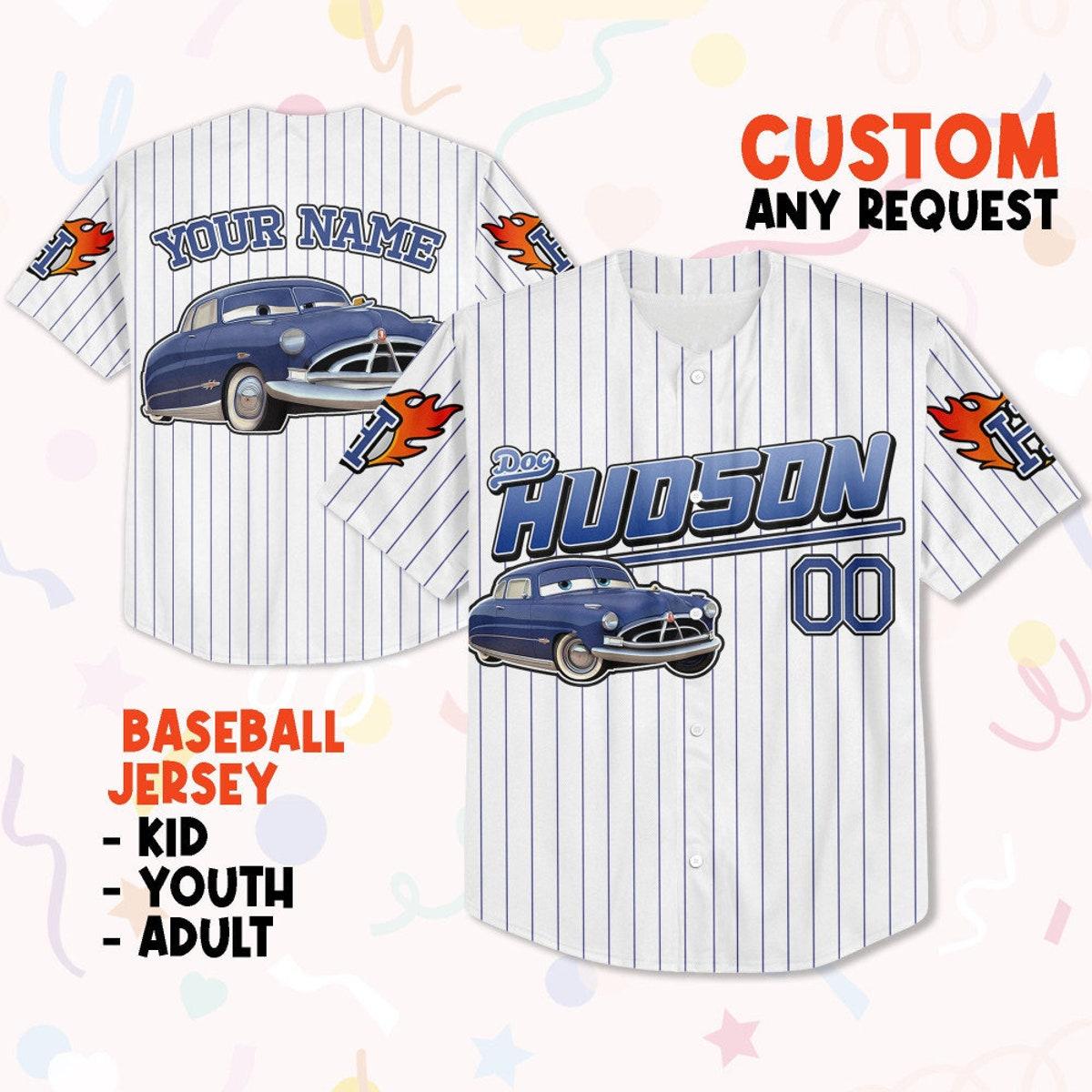 Custom Disney Hudson Navy Lightning Mcqueen Baseball Jersey 1