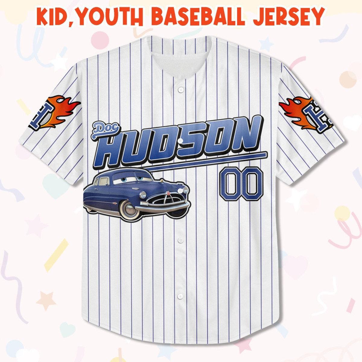 Custom Disney Hudson Navy Lightning Mcqueen Baseball Jersey 2