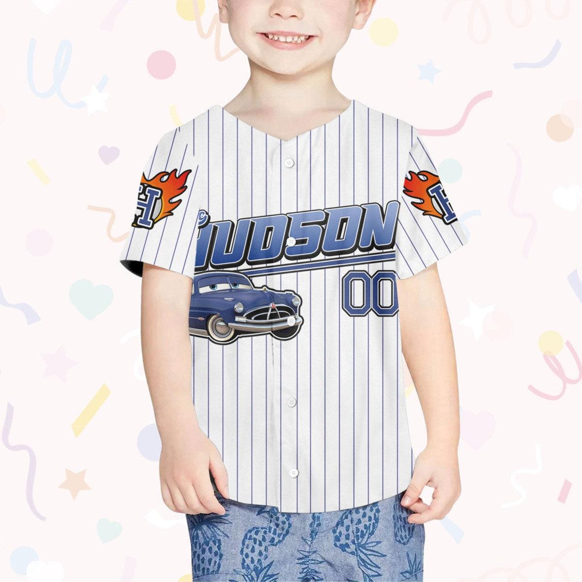 Custom Disney Hudson Navy Lightning Mcqueen Baseball Jersey 4