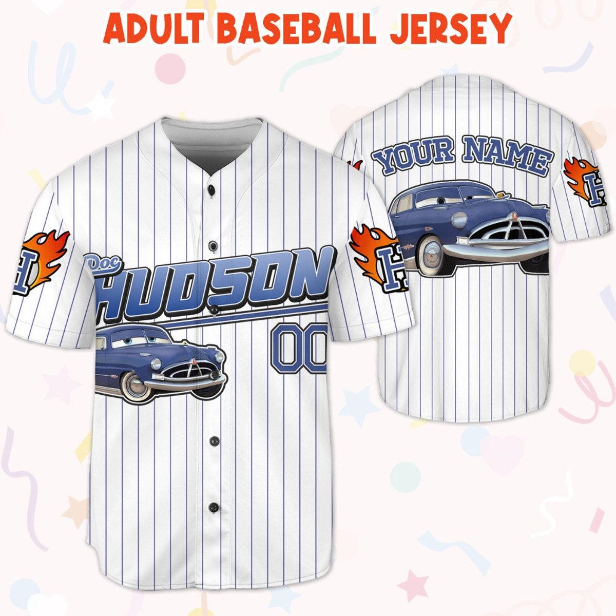 Custom Disney Hudson Navy Lightning Mcqueen Baseball Jersey 5