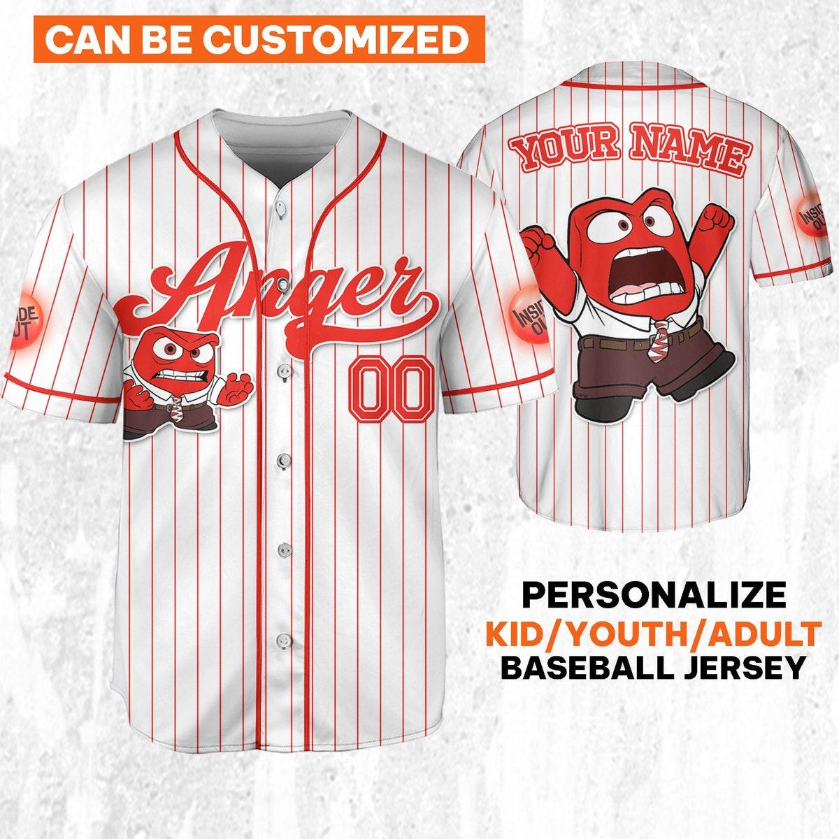 Custom Disney Inside Out Anger Simple Baseball Jersey 1