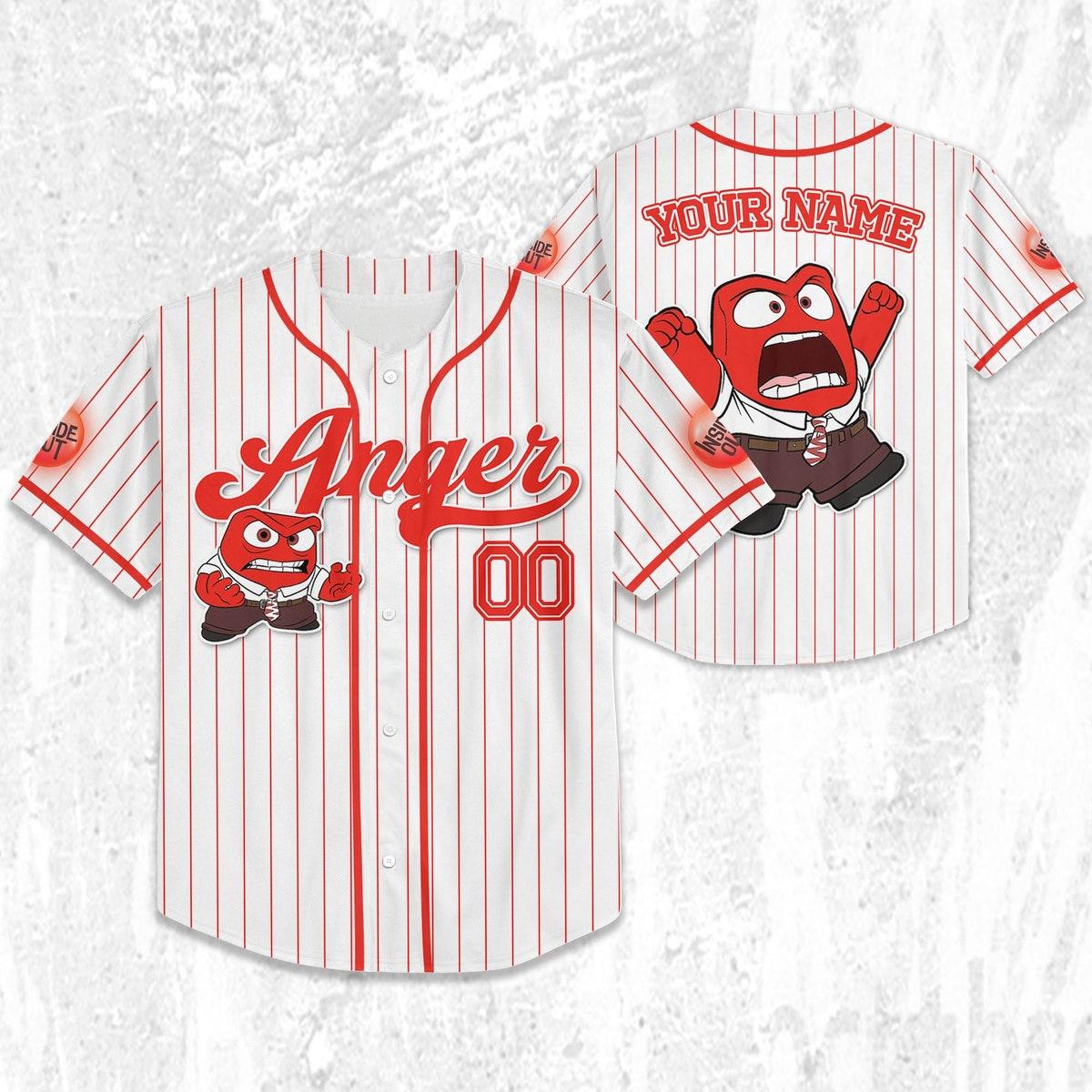 Custom Disney Inside Out Anger Simple Baseball Jersey 2