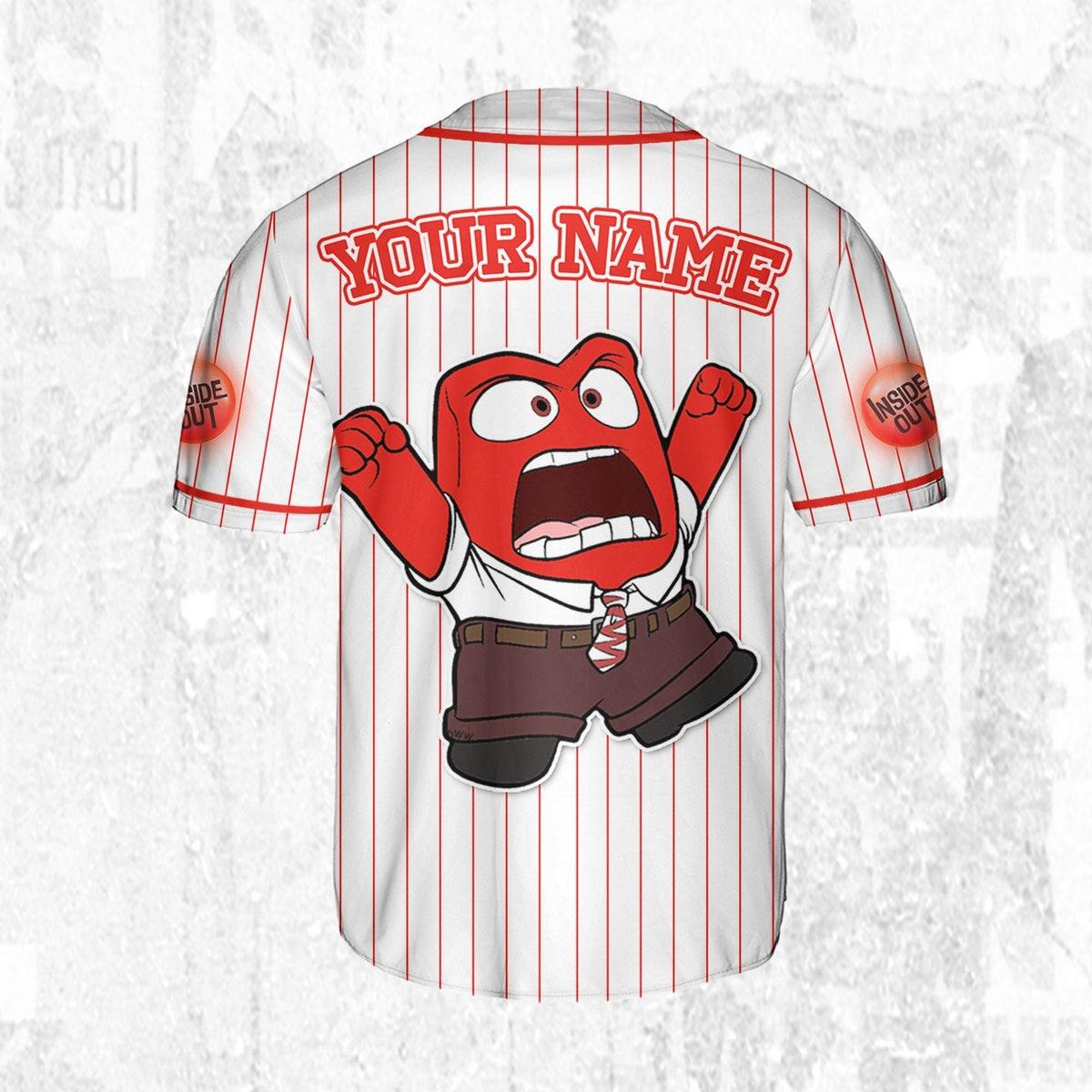 Custom Disney Inside Out Anger Simple Baseball Jersey 4