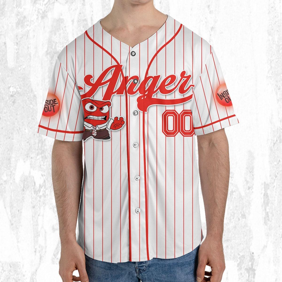 Custom Disney Inside Out Anger Simple Baseball Jersey 5