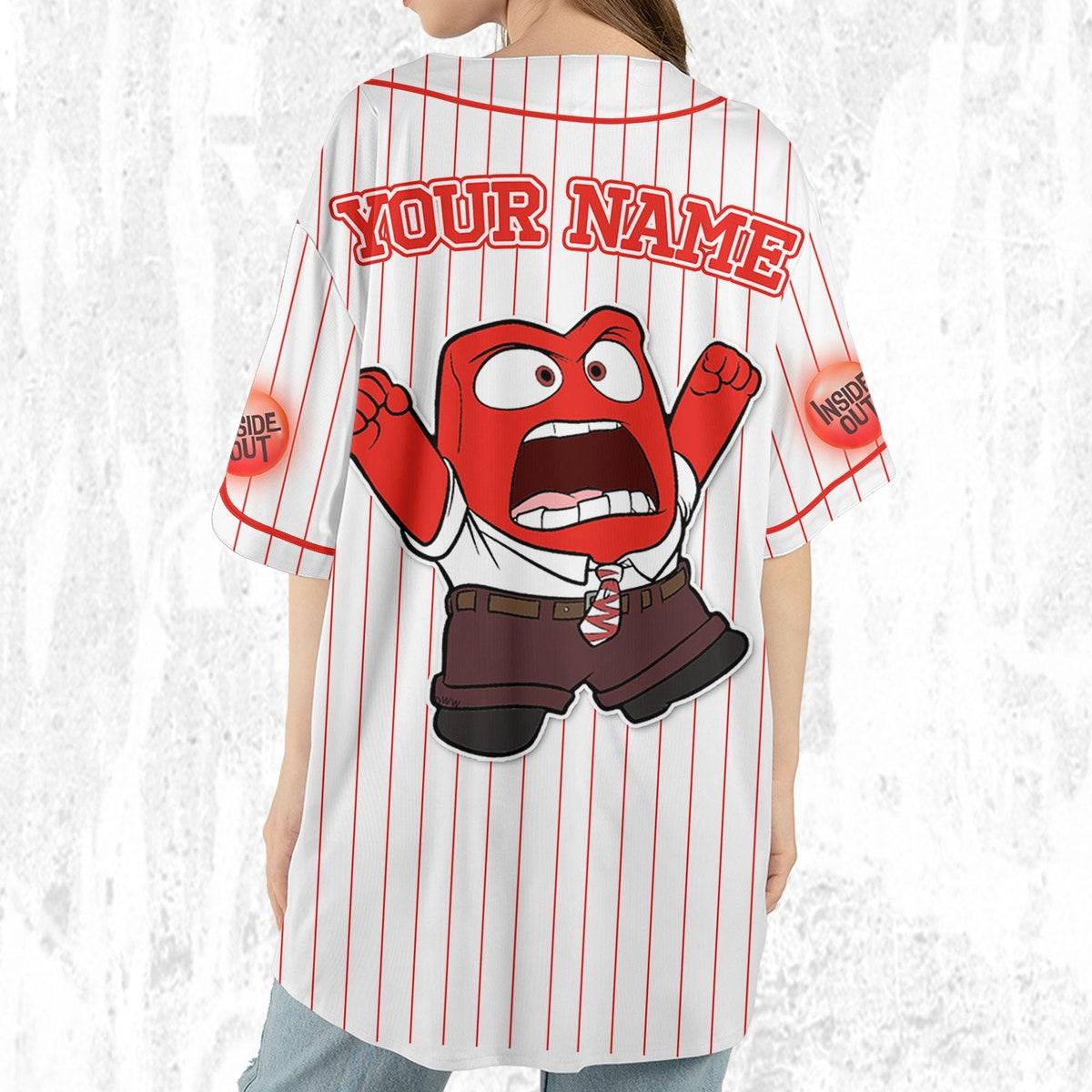 Custom Disney Inside Out Anger Simple Baseball Jersey 6