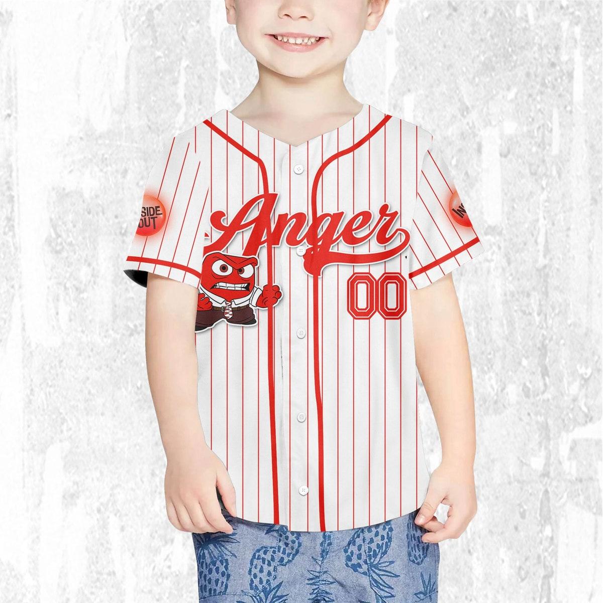 Custom Disney Inside Out Anger Simple Baseball Jersey 7