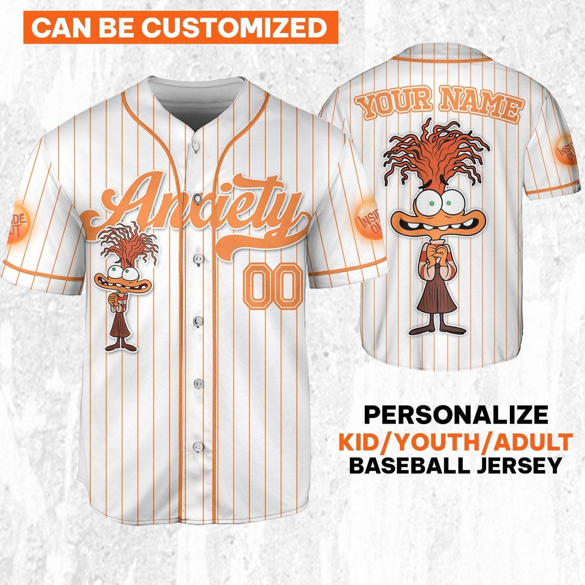 Custom Disney Inside Out Anxiety Simple Baseball Jersey 1