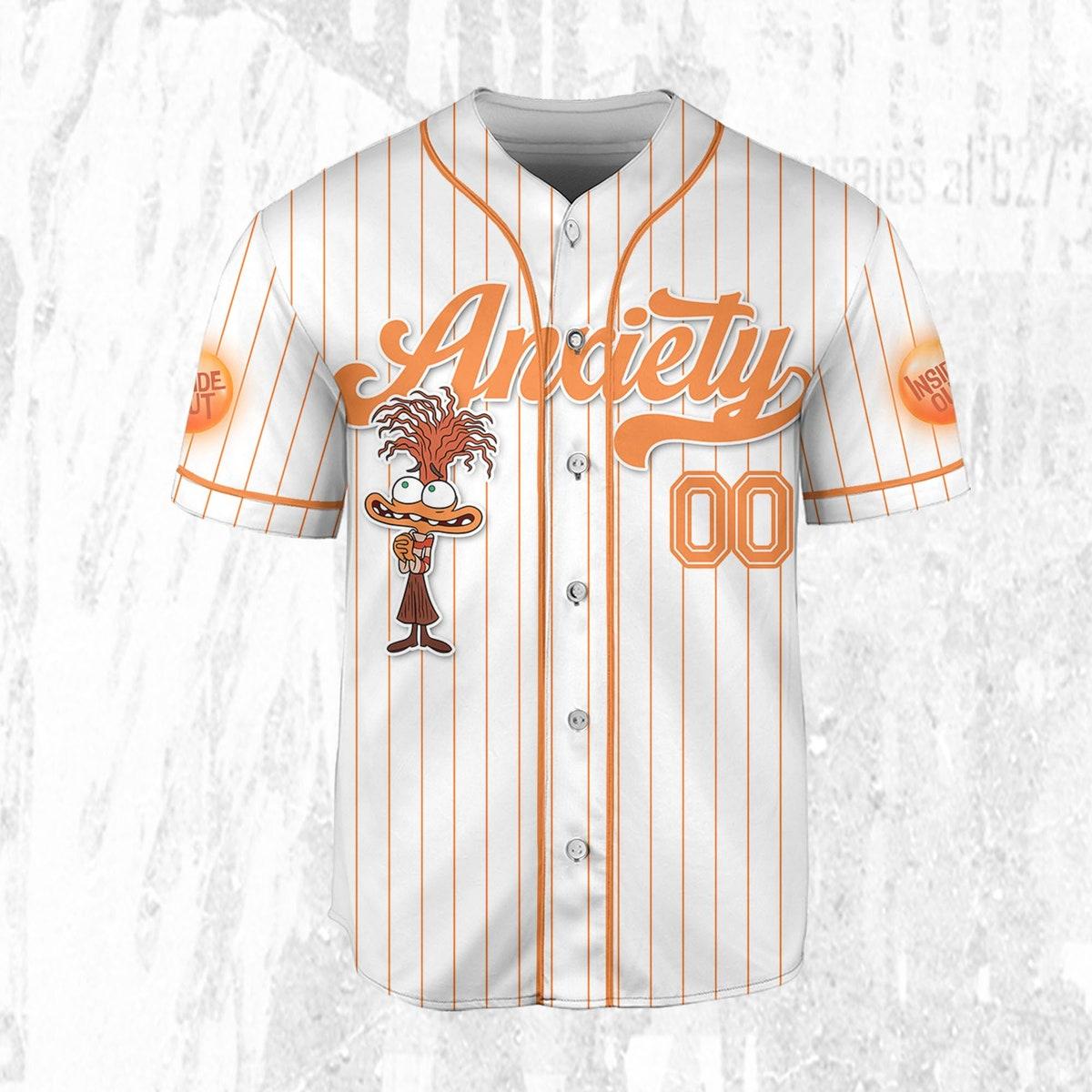 Custom Disney Inside Out Anxiety Simple Baseball Jersey 3