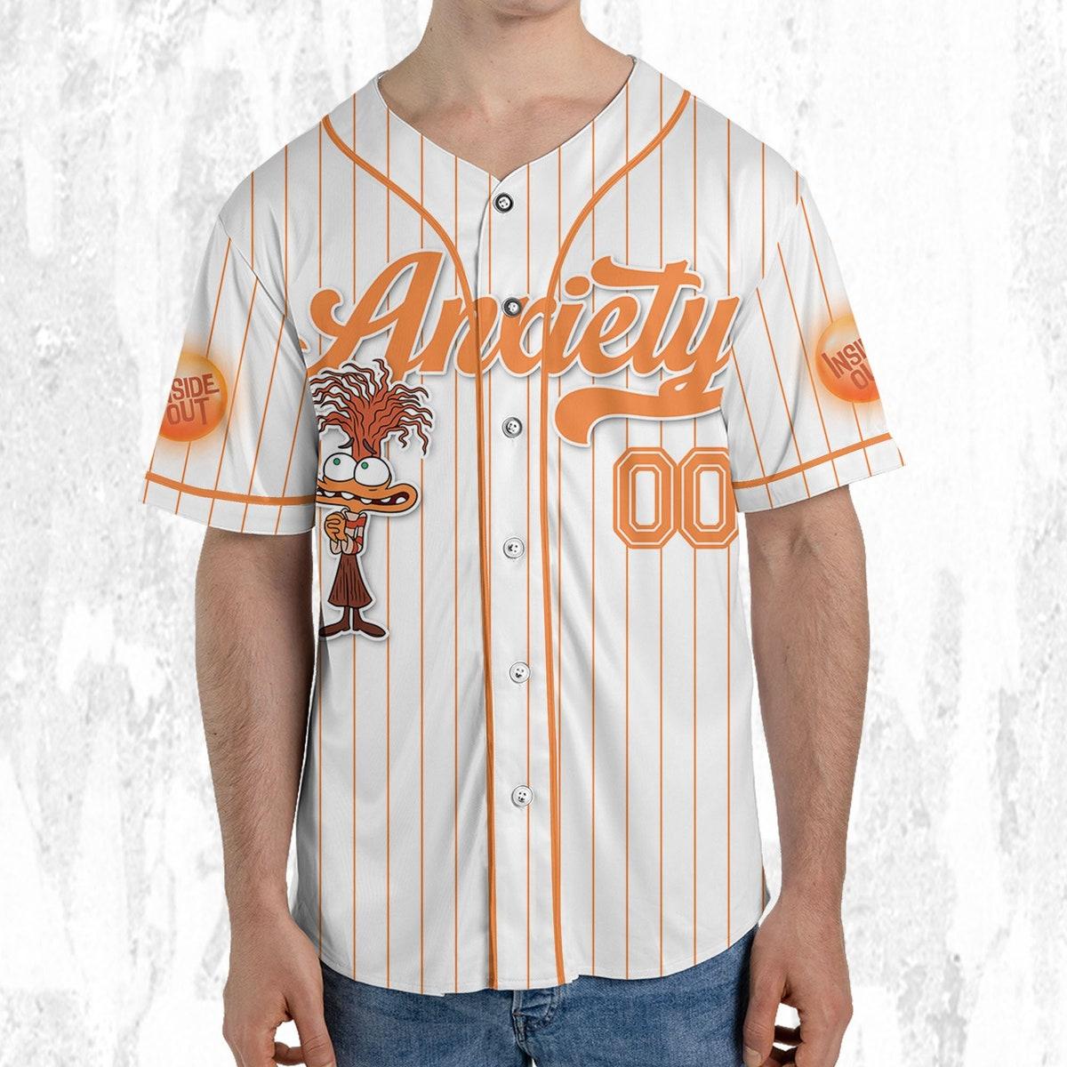 Custom Disney Inside Out Anxiety Simple Baseball Jersey 5