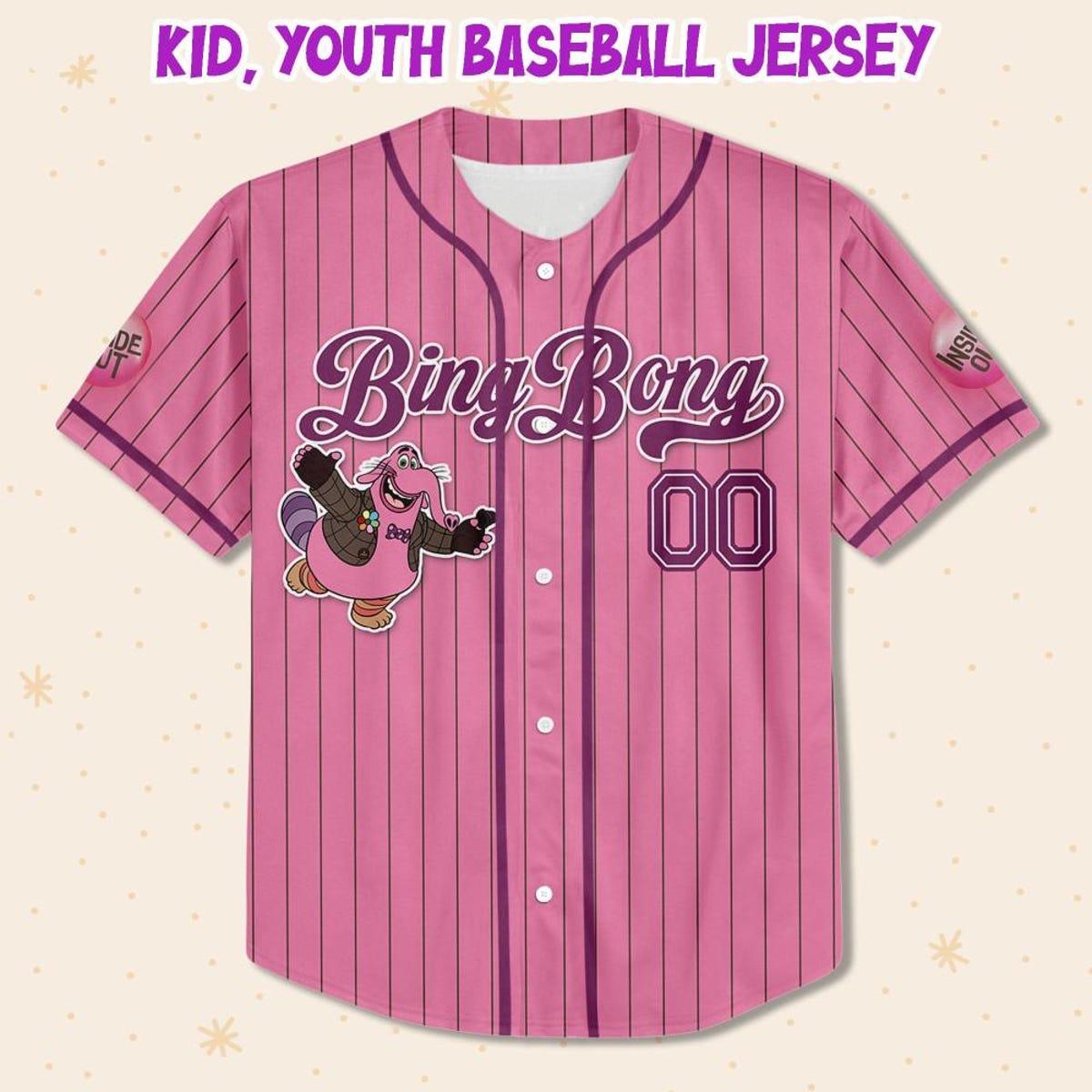 Custom Disney Inside Out Bing Bong Simple Pink Baseball Jersey 2