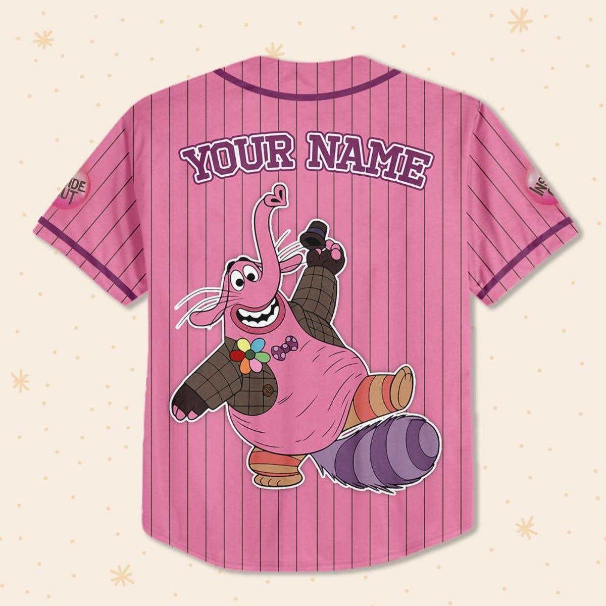 Custom Disney Inside Out Bing Bong Simple Pink Baseball Jersey 3