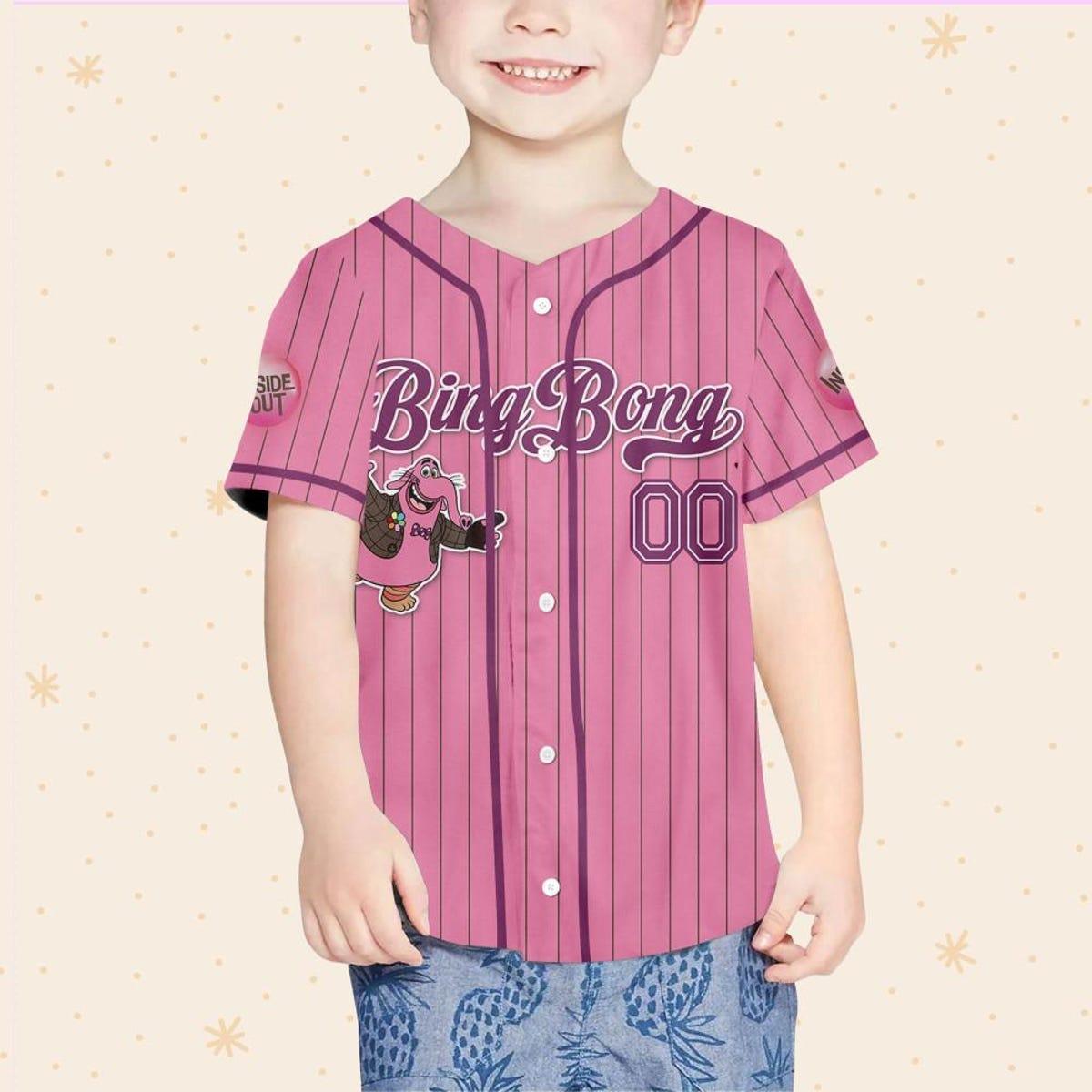 Custom Disney Inside Out Bing Bong Simple Pink Baseball Jersey 4