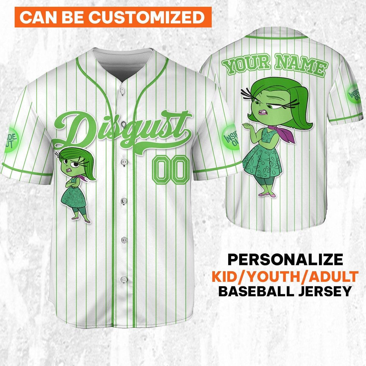 Custom Disney Inside Out Disgust Simple Baseball Jersey 1