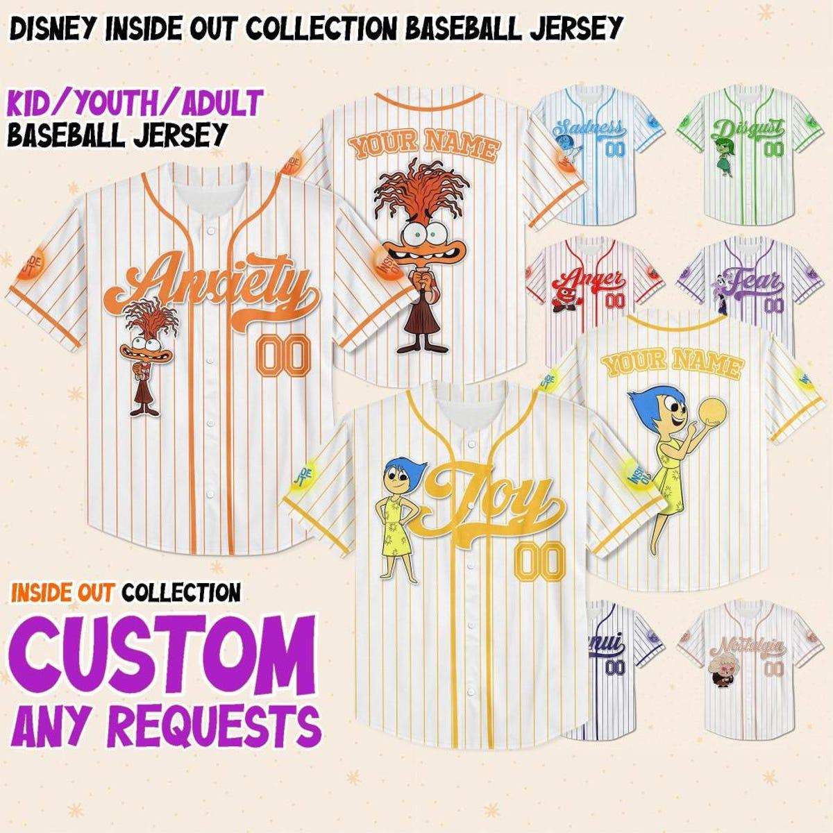 Custom Disney Inside Out Emotion Collection Baseball Jersey 1