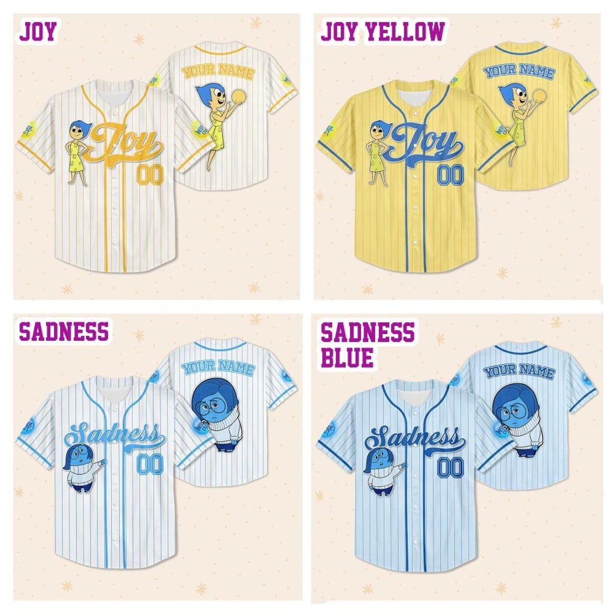 Custom Disney Inside Out Emotion Collection Baseball Jersey 2