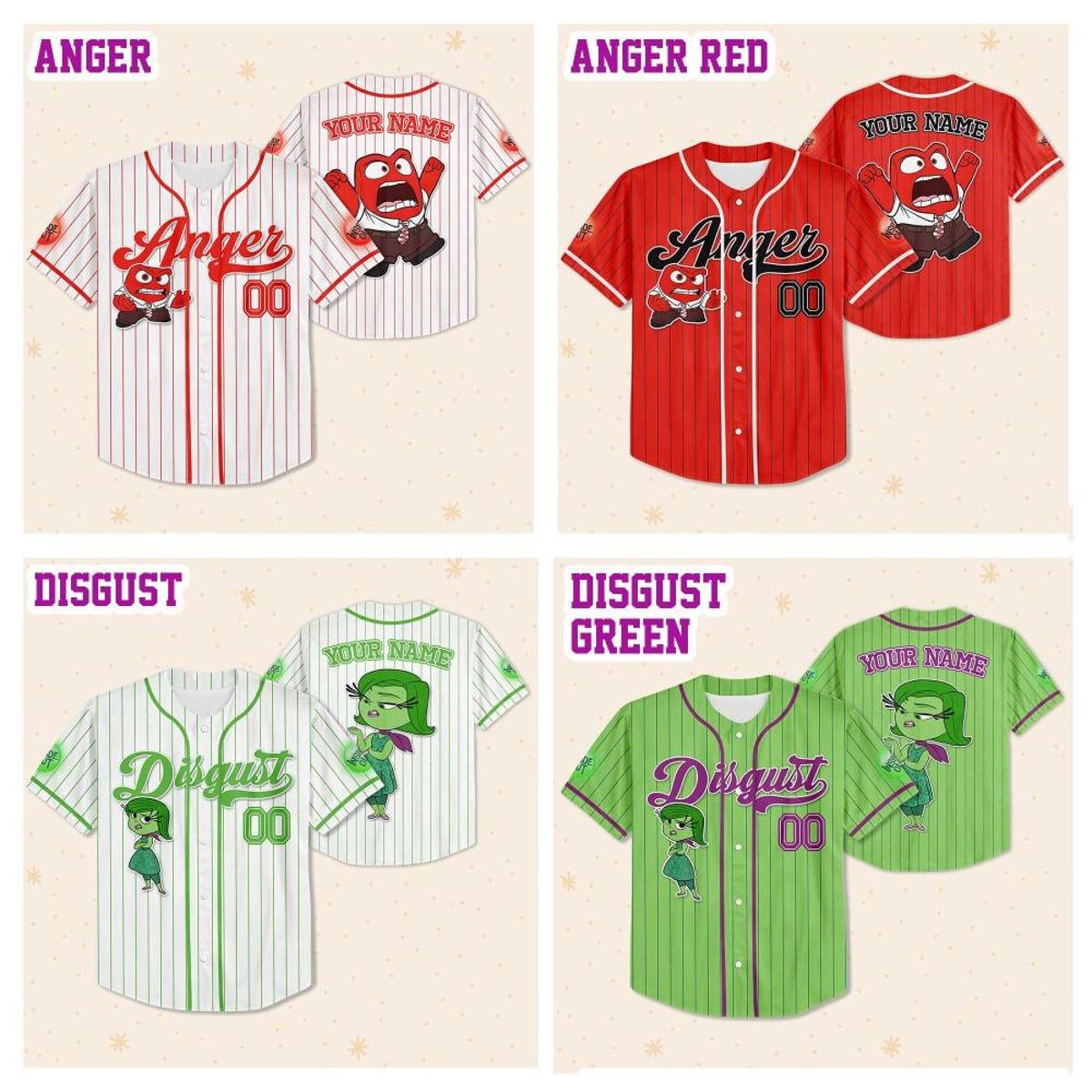 Custom Disney Inside Out Emotion Collection Baseball Jersey 3